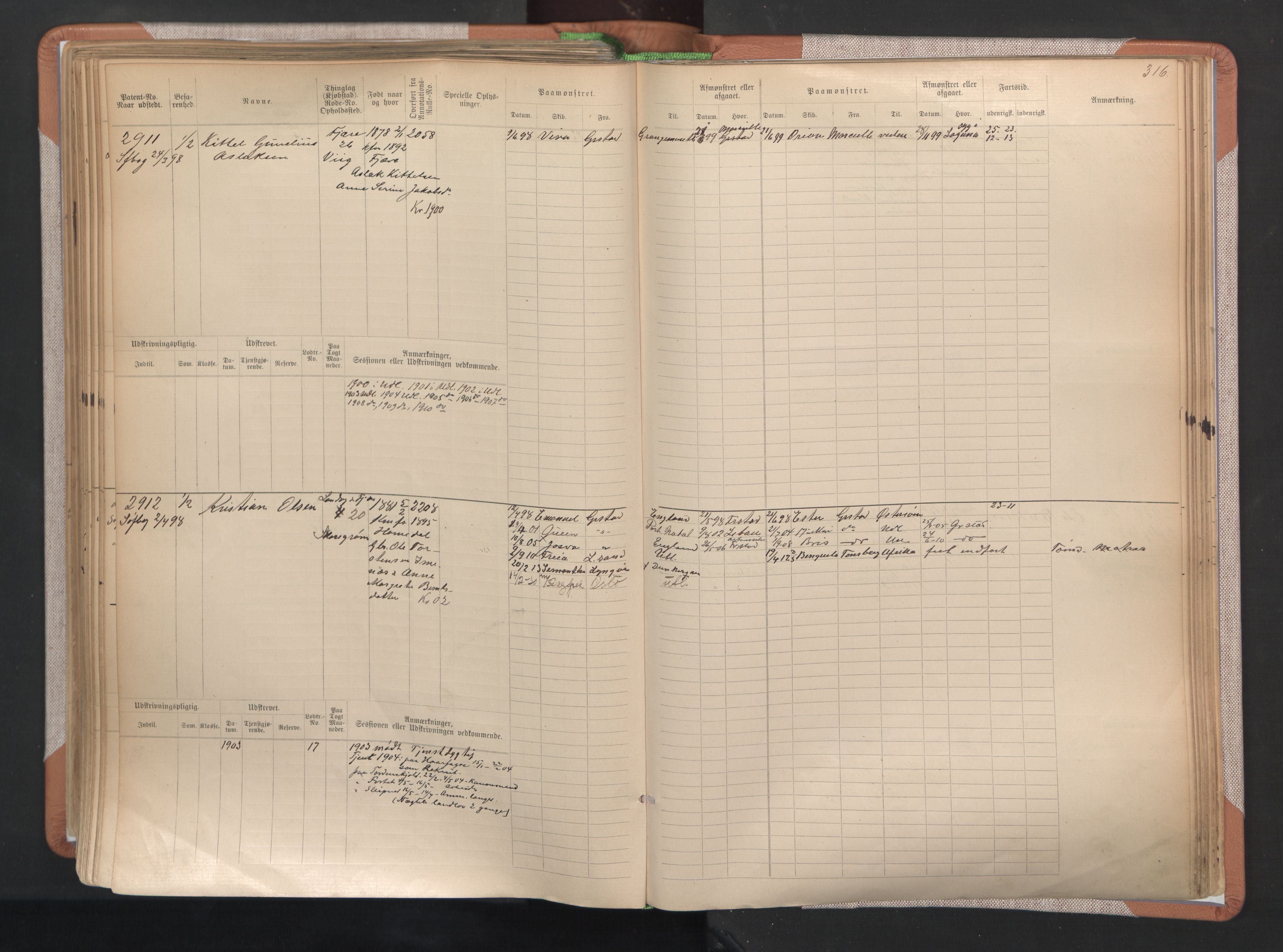 Grimstad mønstringskrets, AV/SAK-2031-0013/F/Fb/L0004: Hovedrulle A nr 2277-3042, F-7, 1889-1940, p. 324