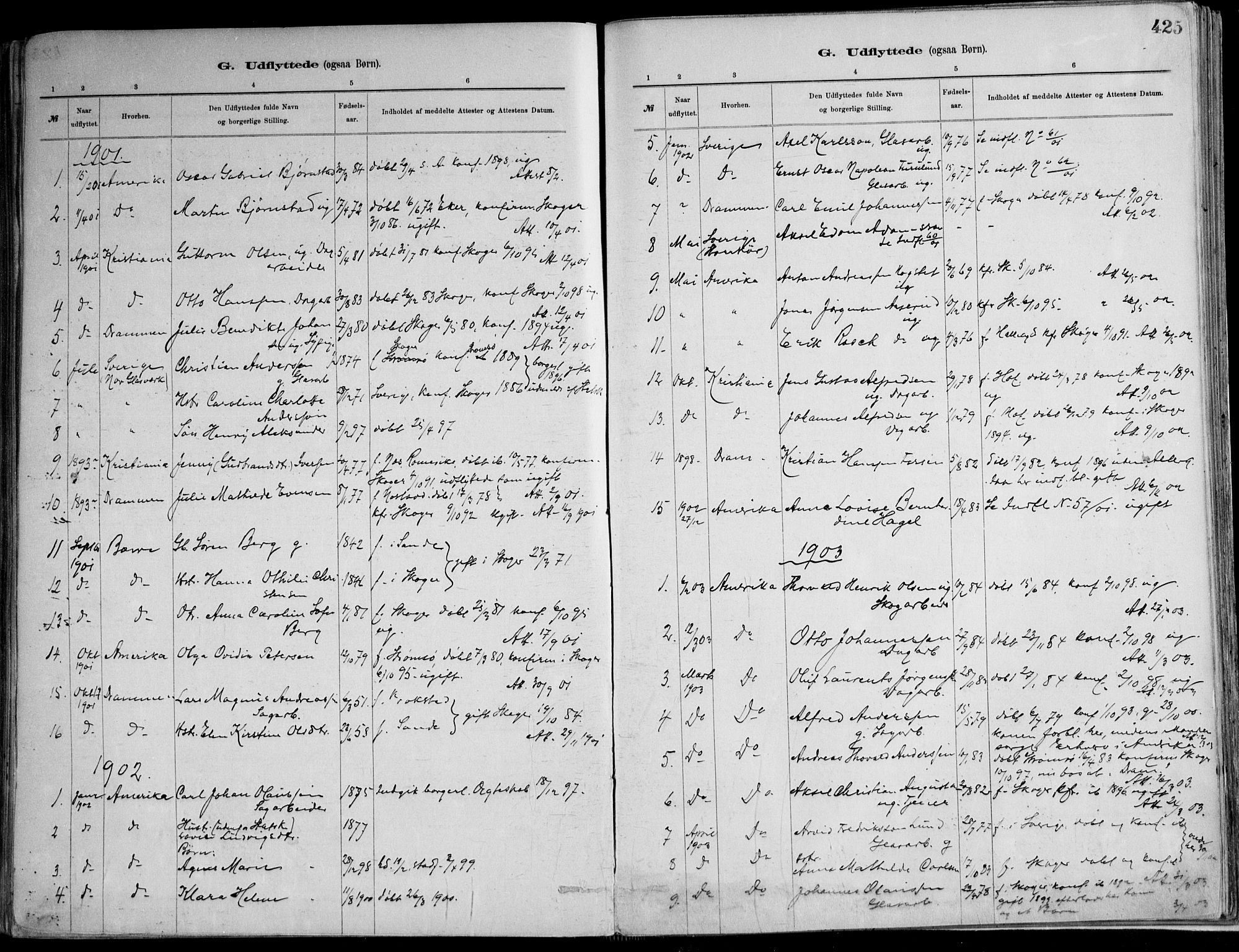 Skoger kirkebøker, AV/SAKO-A-59/F/Fa/L0006: Parish register (official) no. I 6, 1885-1910, p. 425