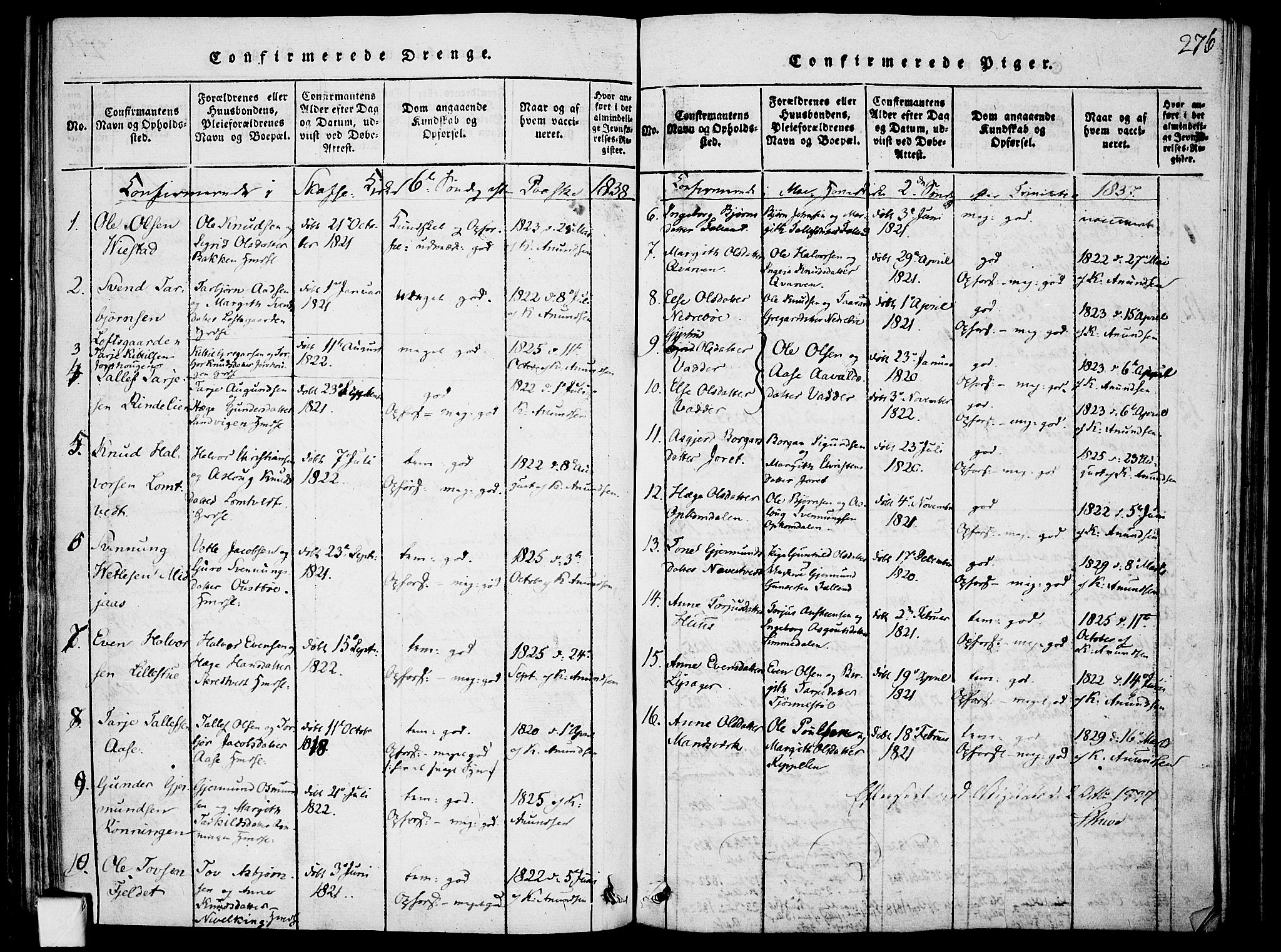Mo kirkebøker, SAKO/A-286/F/Fa/L0004: Parish register (official) no. I 4, 1814-1844, p. 276
