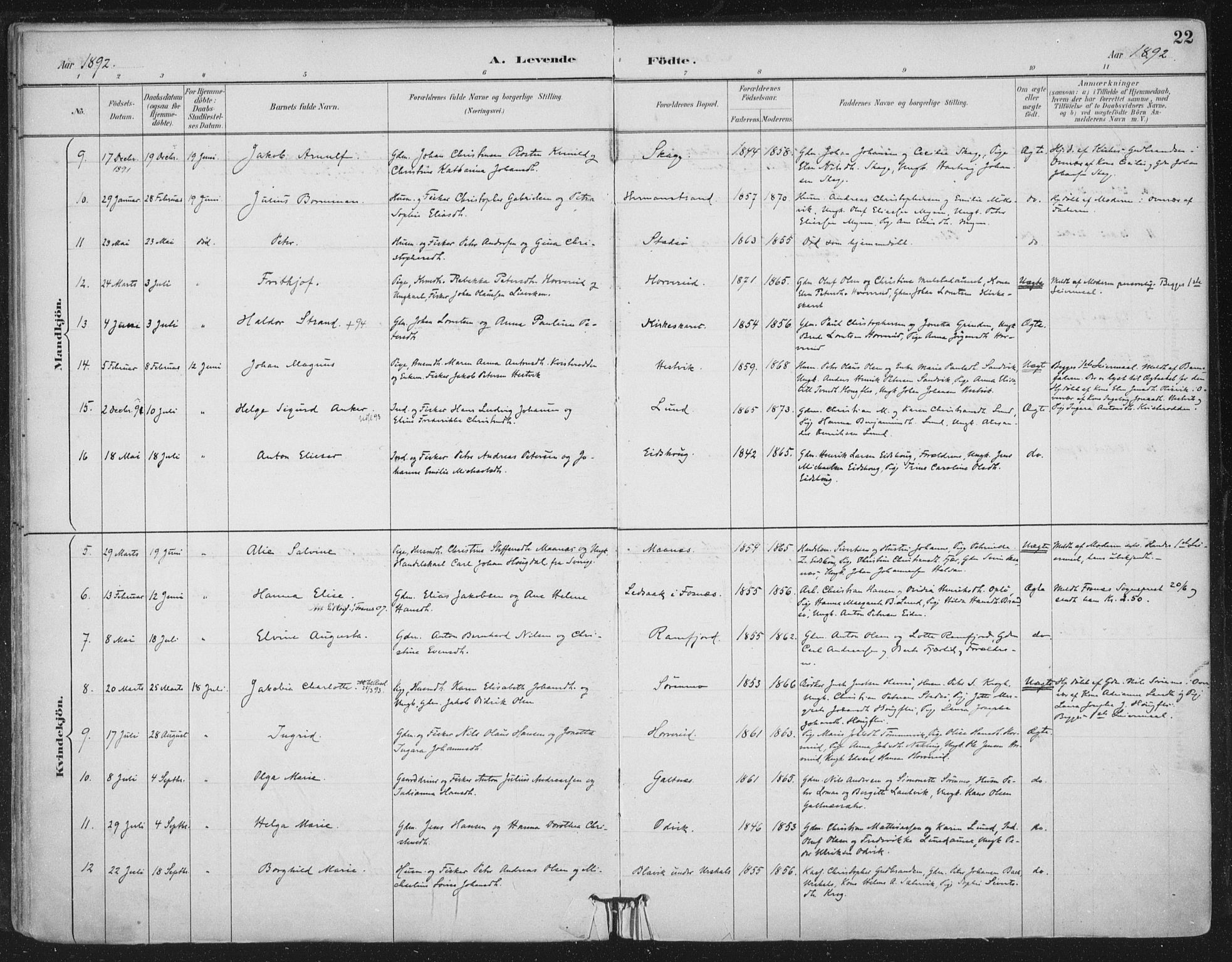 Ministerialprotokoller, klokkerbøker og fødselsregistre - Nord-Trøndelag, SAT/A-1458/780/L0644: Parish register (official) no. 780A08, 1886-1903, p. 22