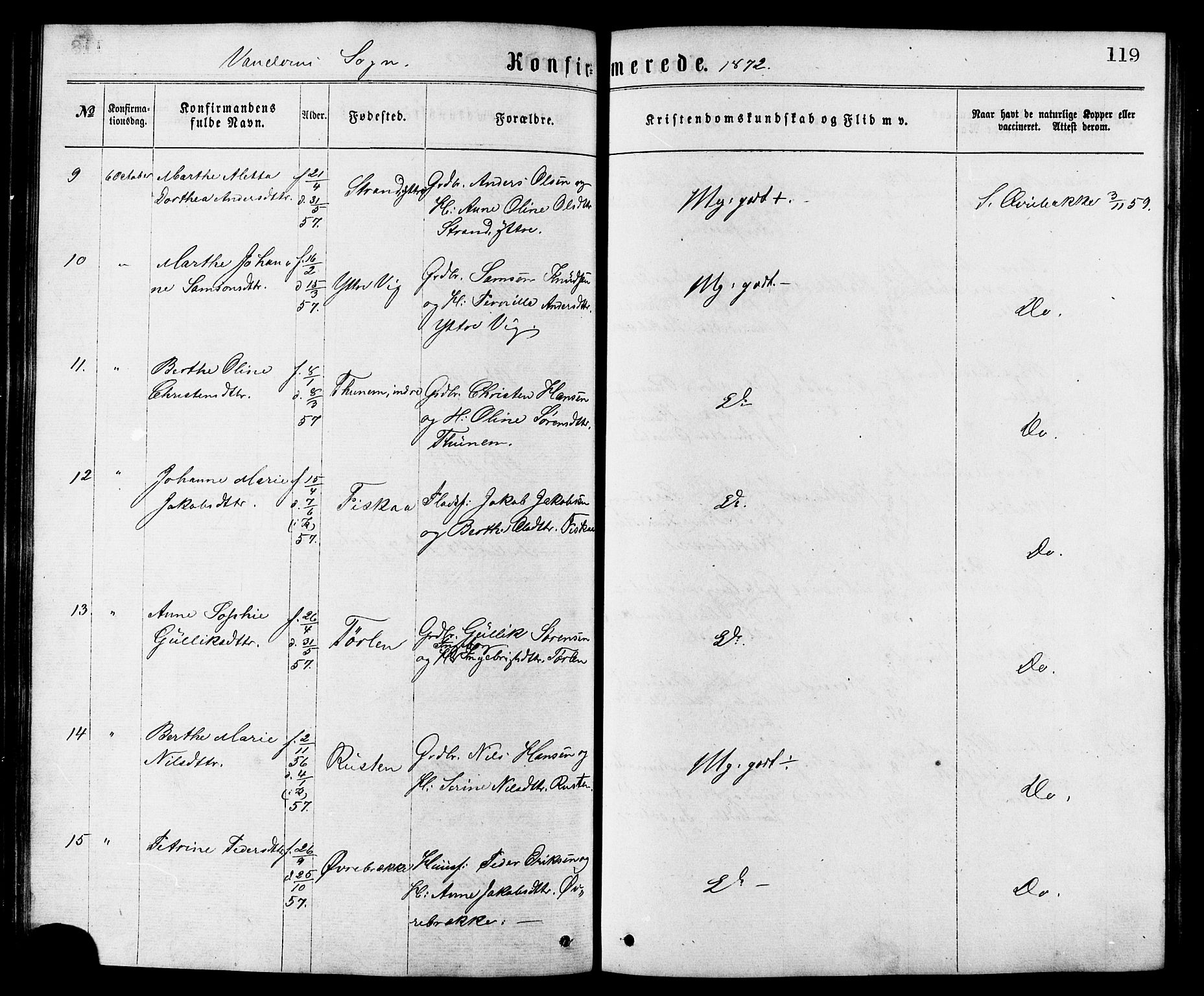 Ministerialprotokoller, klokkerbøker og fødselsregistre - Møre og Romsdal, AV/SAT-A-1454/501/L0007: Parish register (official) no. 501A07, 1868-1884, p. 119