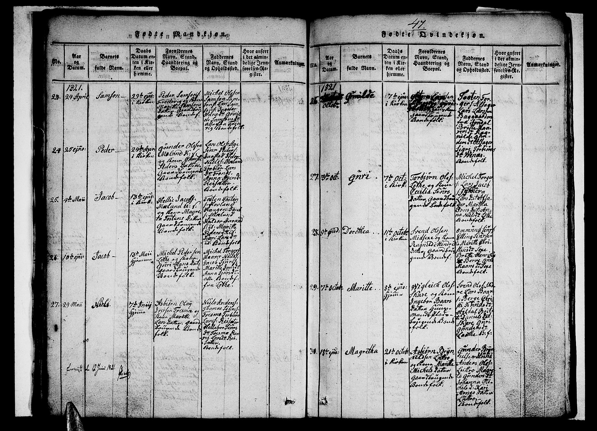Ullensvang sokneprestembete, AV/SAB-A-78701/H/Hab: Parish register (copy) no. A 3, 1817-1825, p. 47