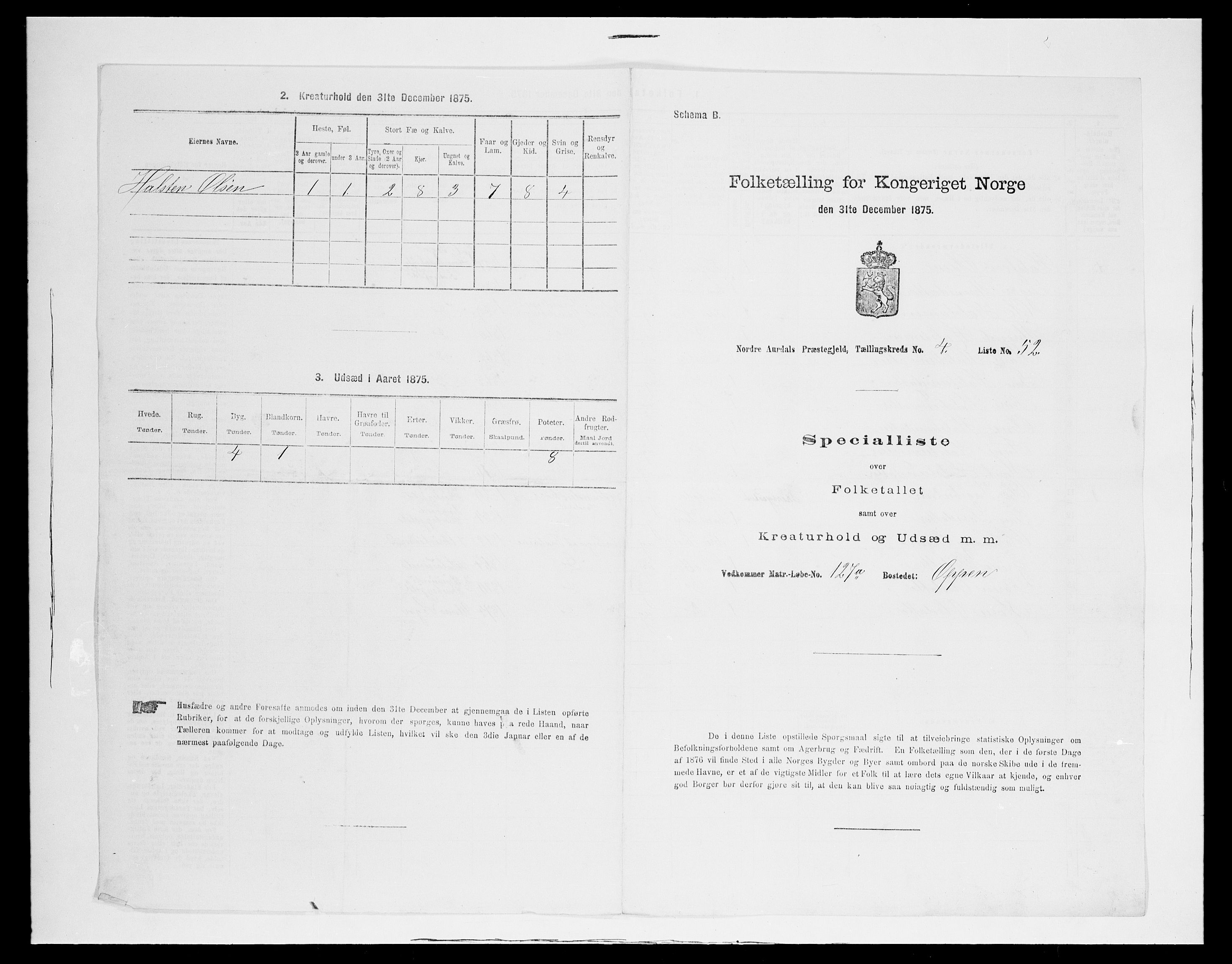 SAH, 1875 census for 0542P Nord-Aurdal, 1875, p. 714