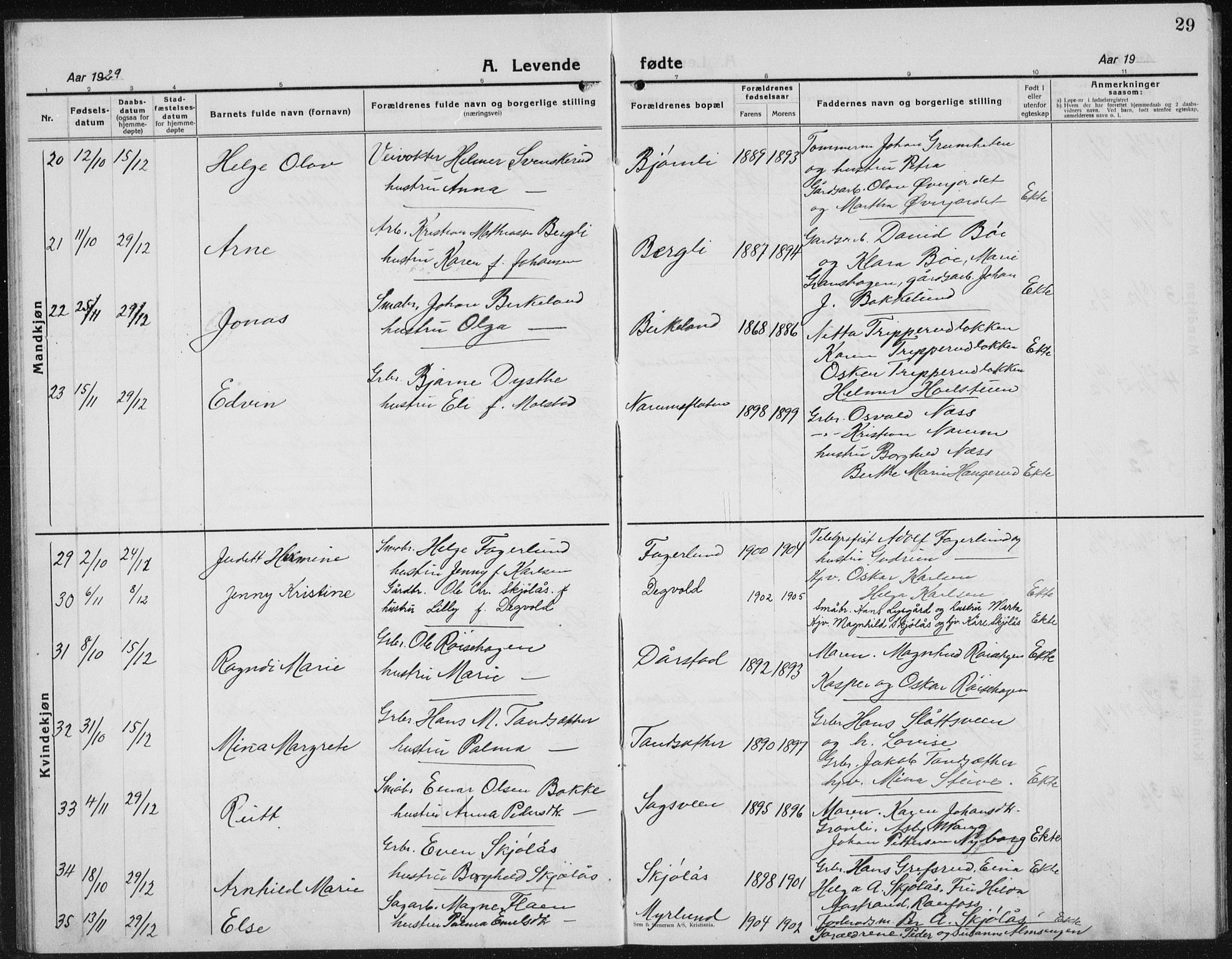 Kolbu prestekontor, AV/SAH-PREST-110/H/Ha/Hab/L0002: Parish register (copy) no. 2, 1925-1942, p. 29