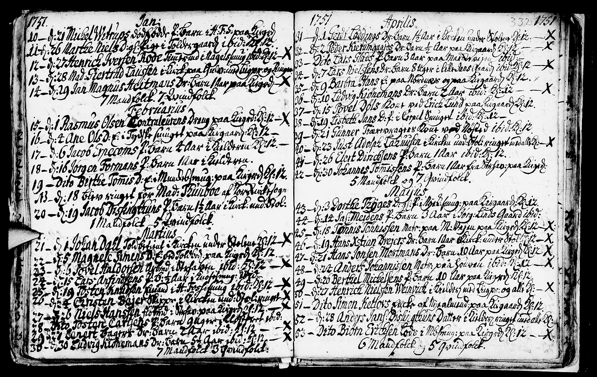 Nykirken Sokneprestembete, AV/SAB-A-77101/H/Haa/L0009: Parish register (official) no. A 9, 1689-1759, p. 332