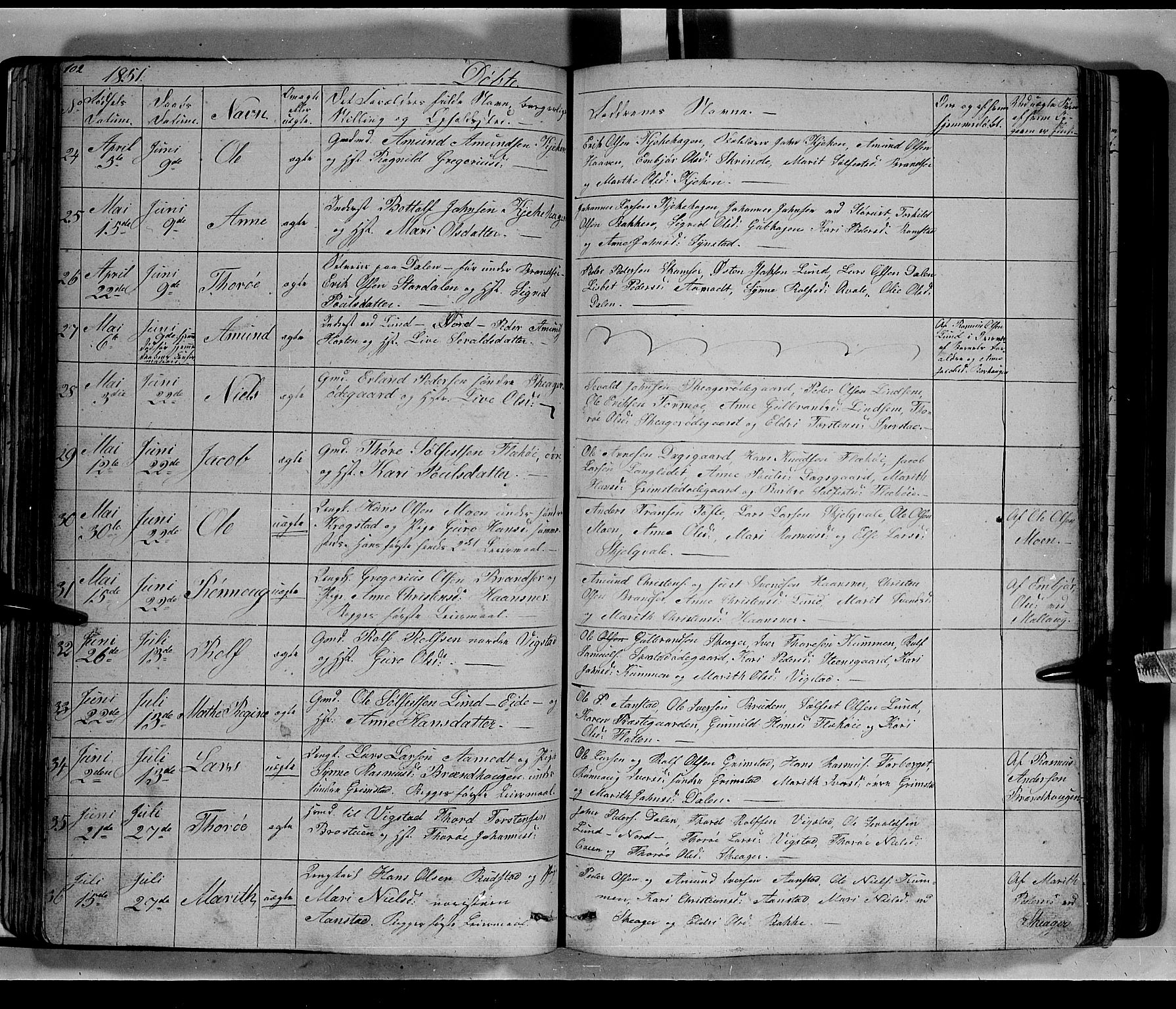 Lom prestekontor, AV/SAH-PREST-070/L/L0004: Parish register (copy) no. 4, 1845-1864, p. 102-103