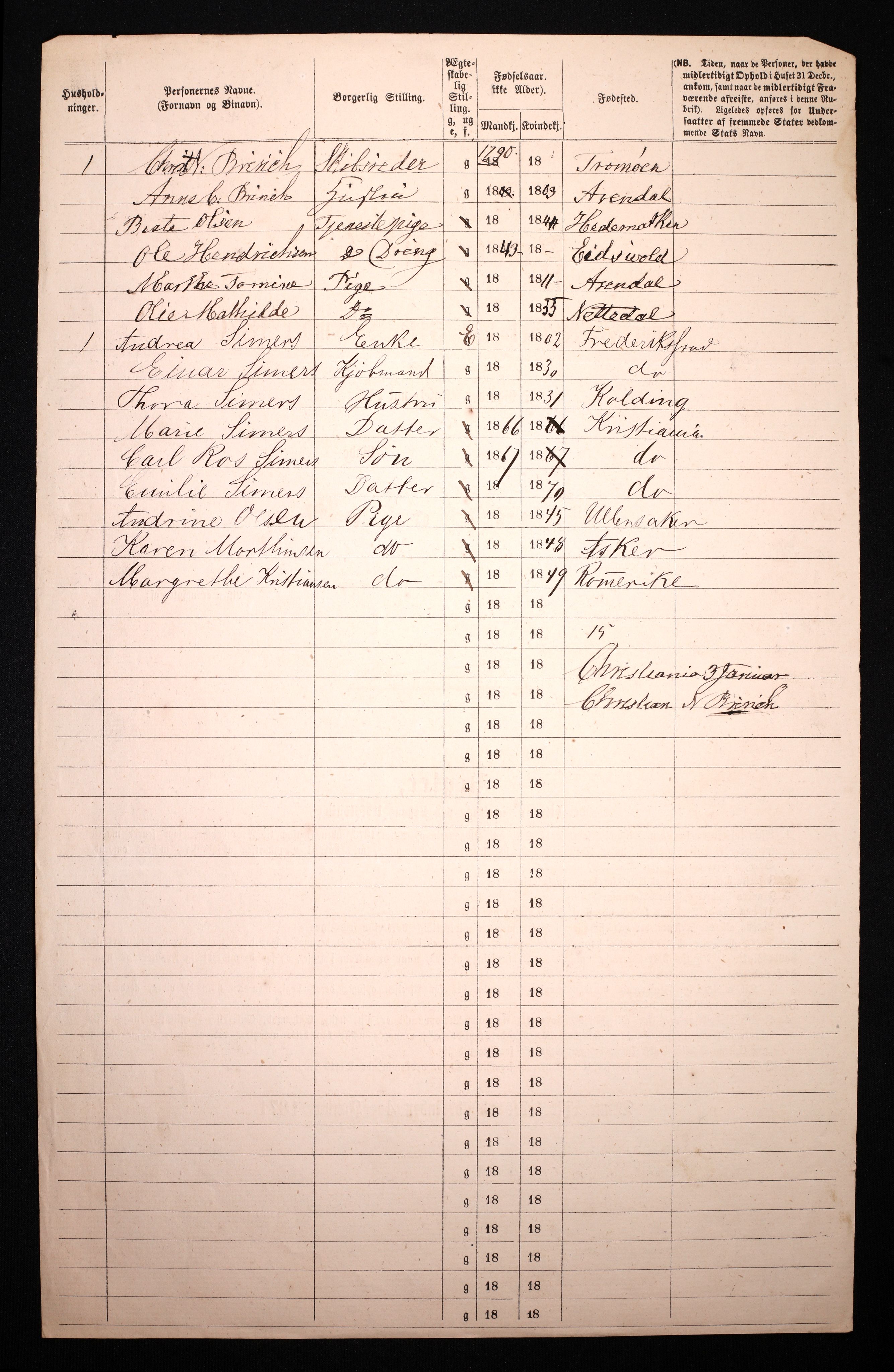 RA, 1870 census for 0301 Kristiania, 1870, p. 3314