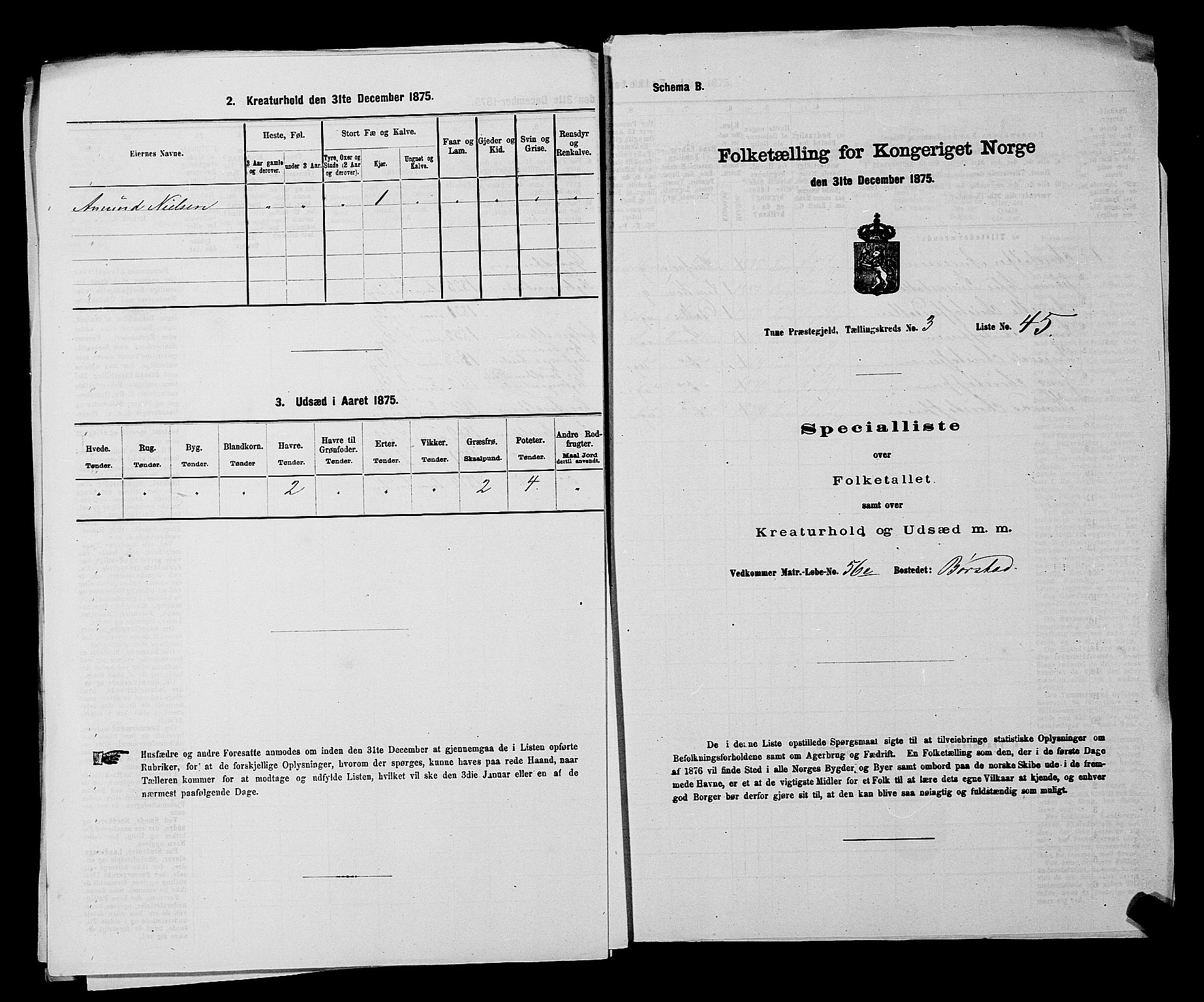 RA, 1875 census for 0130P Tune, 1875, p. 530