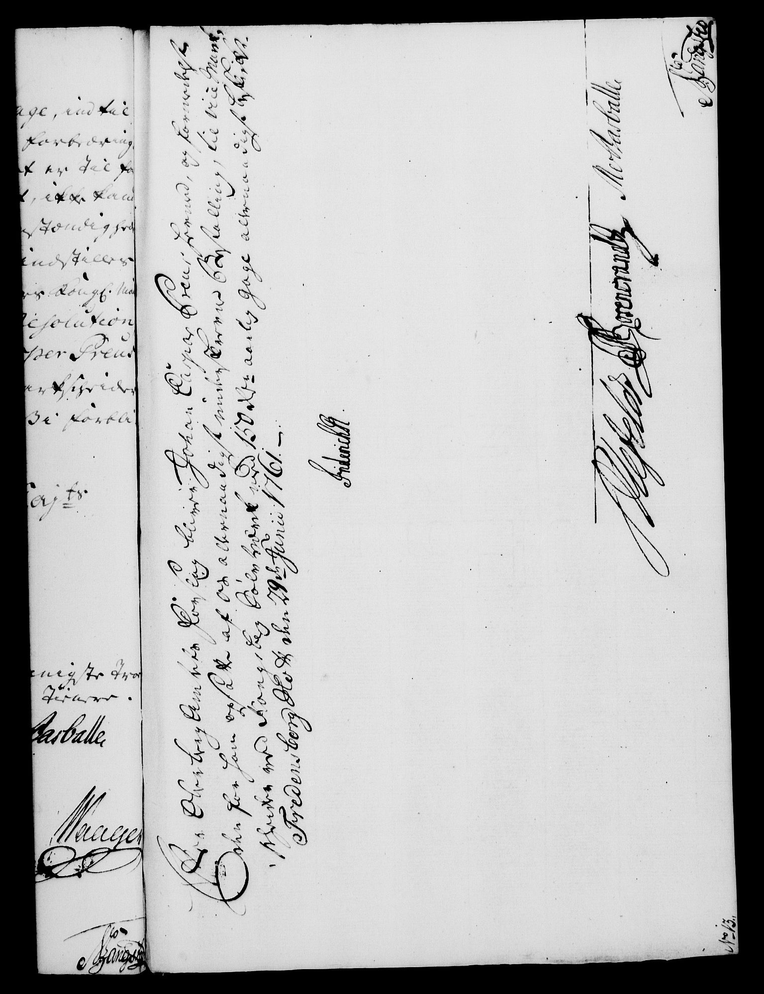 Rentekammeret, Kammerkanselliet, RA/EA-3111/G/Gf/Gfa/L0043: Norsk relasjons- og resolusjonsprotokoll (merket RK 52.43), 1761, p. 285