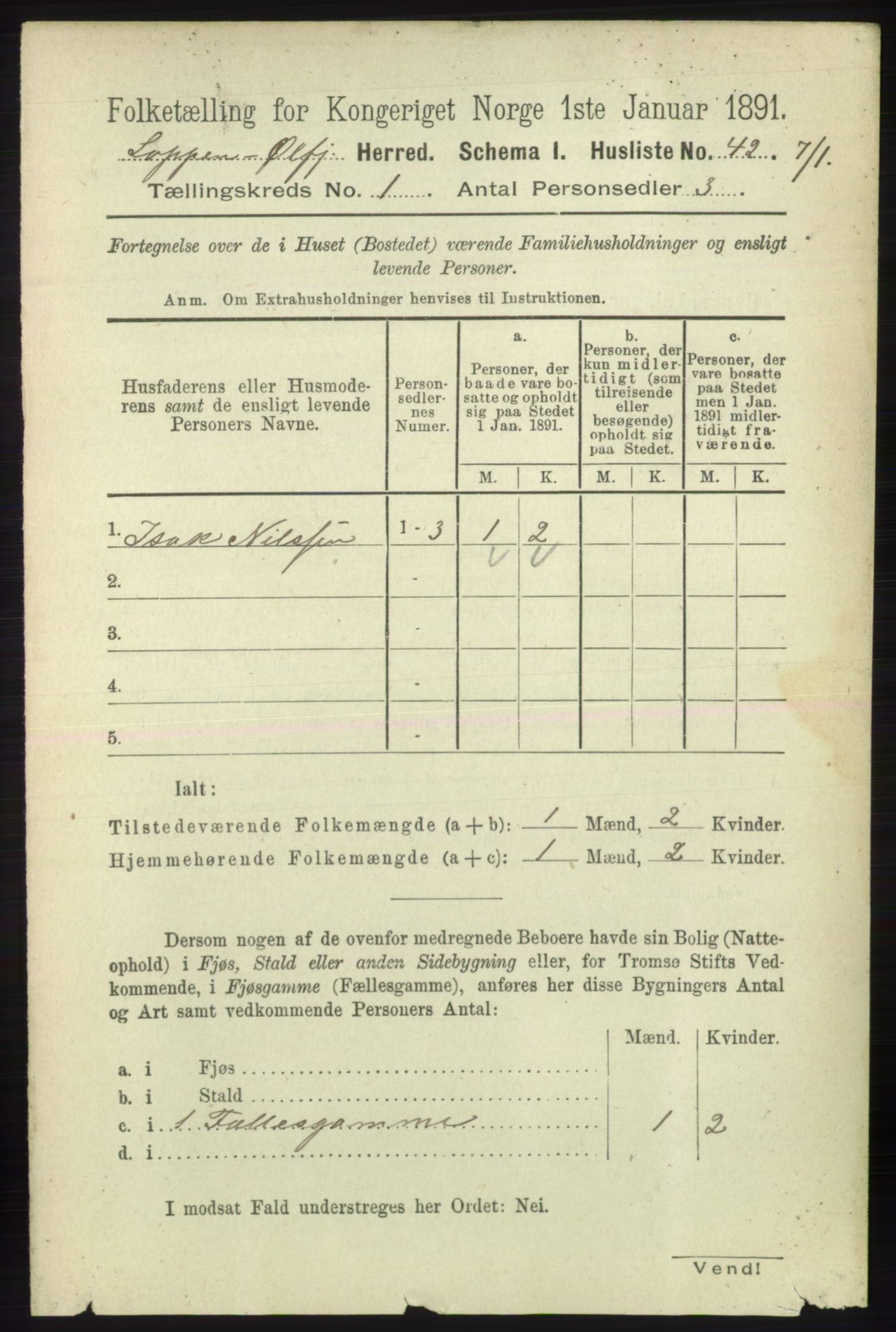 RA, 1891 census for 2014 Loppa, 1891, p. 60