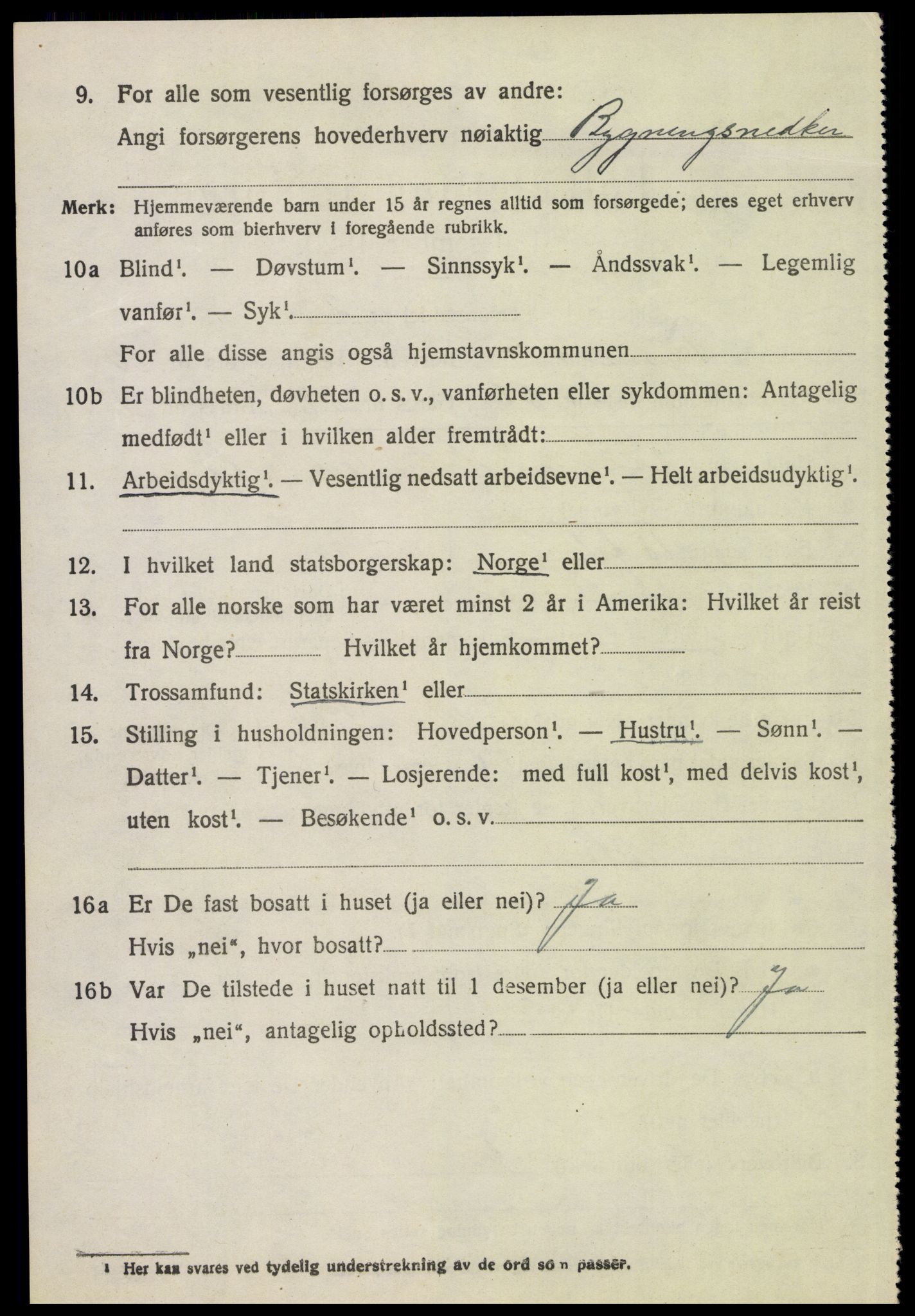 SAH, 1920 census for Tynset, 1920, p. 7989