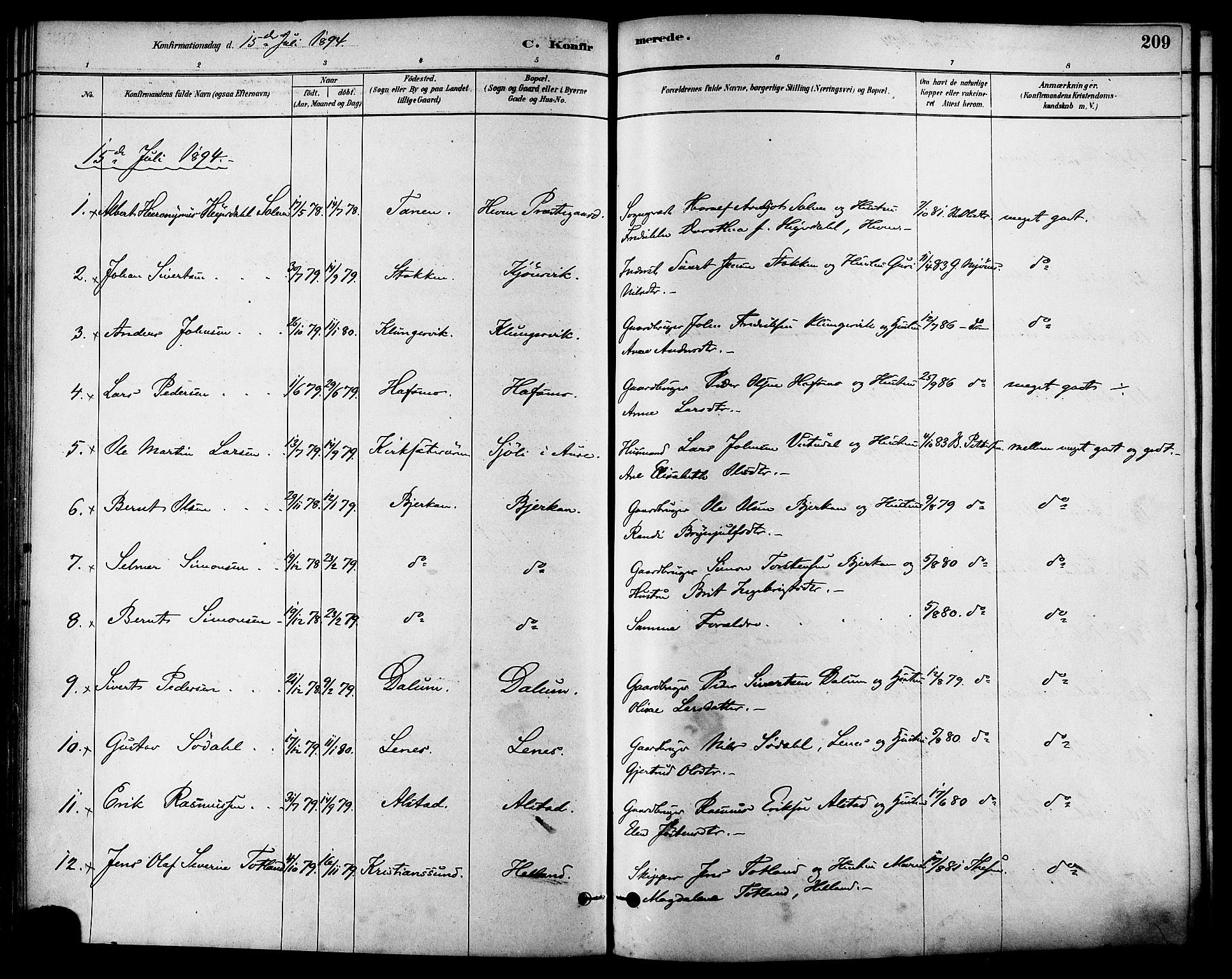 Ministerialprotokoller, klokkerbøker og fødselsregistre - Sør-Trøndelag, SAT/A-1456/630/L0496: Parish register (official) no. 630A09, 1879-1895, p. 209