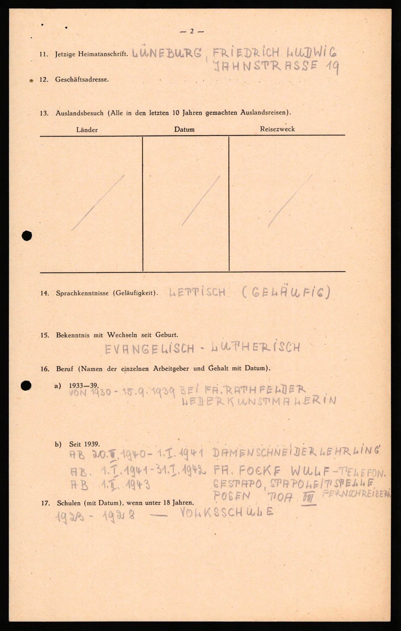 Forsvaret, Forsvarets overkommando II, AV/RA-RAFA-3915/D/Db/L0030: CI Questionaires. Tyske okkupasjonsstyrker i Norge. Tyskere., 1945-1946, p. 346