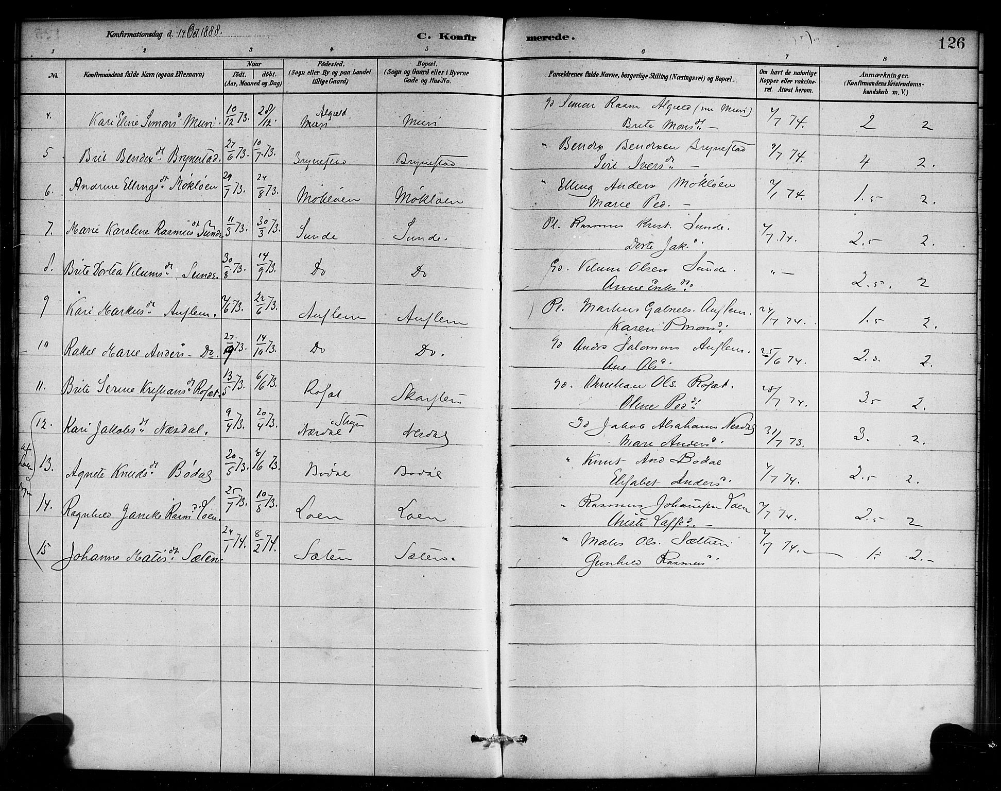 Innvik sokneprestembete, SAB/A-80501: Parish register (official) no. C 1, 1879-1900, p. 126