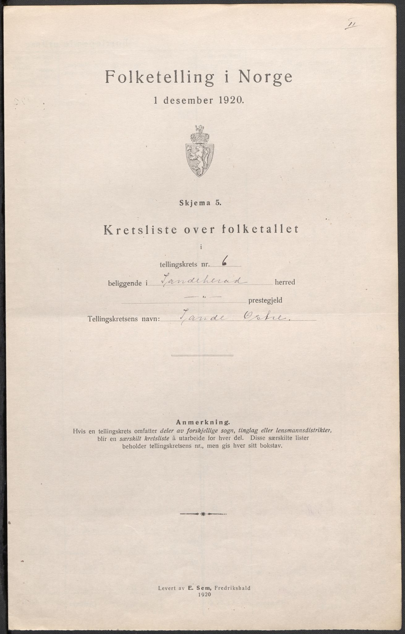 SAKO, 1920 census for Sandeherred, 1920, p. 31