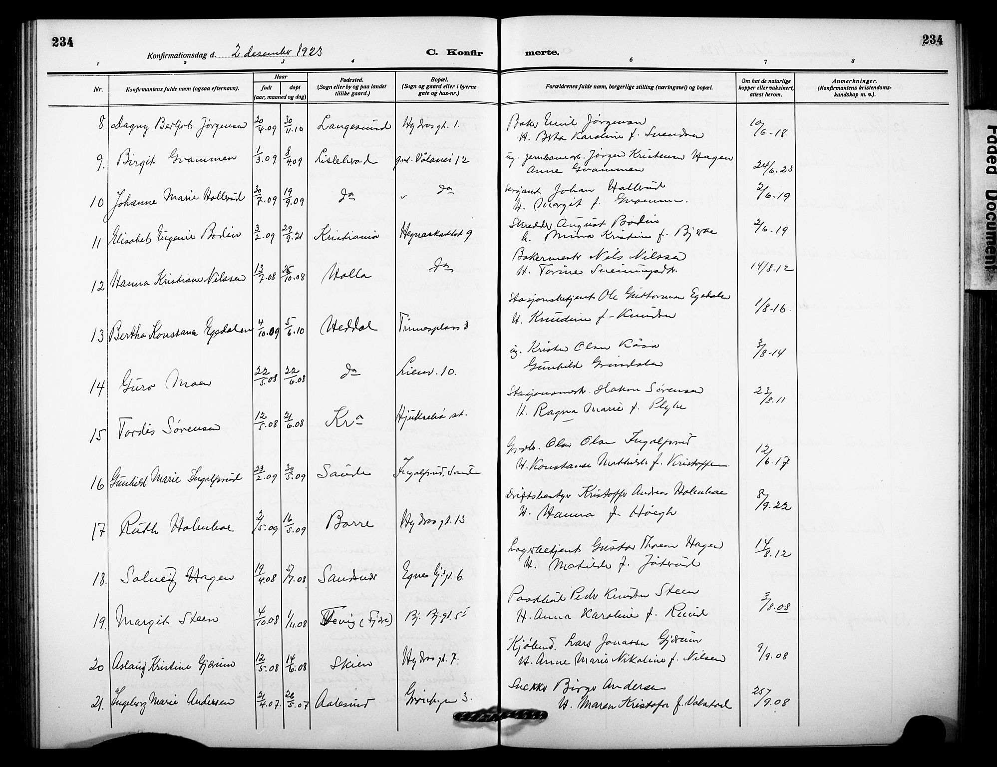 Notodden kirkebøker, SAKO/A-290/G/Ga/L0001: Parish register (copy) no. 1, 1912-1923, p. 234
