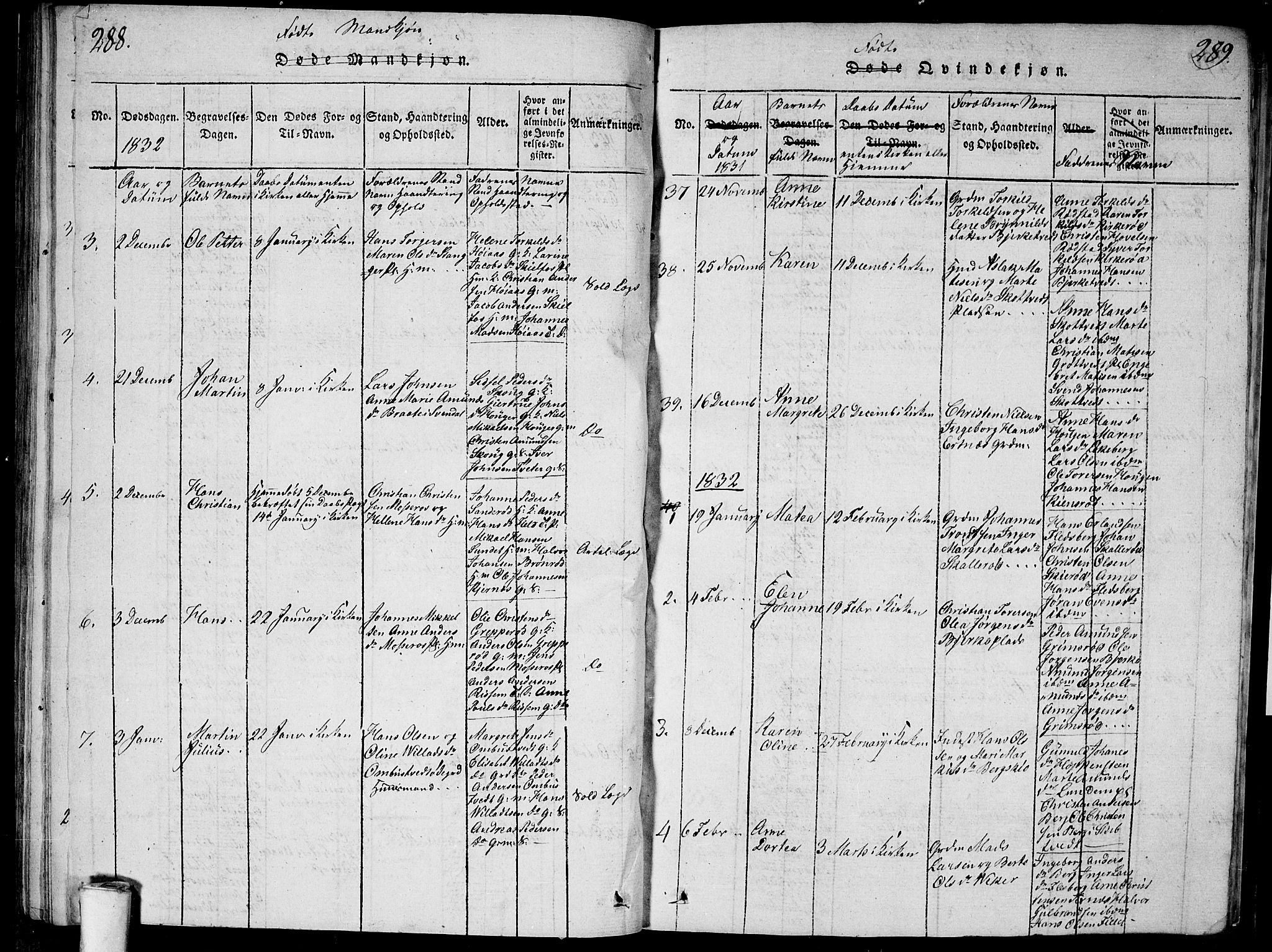 Våler prestekontor Kirkebøker, AV/SAO-A-11083/G/Ga/L0001: Parish register (copy) no. I 1, 1815-1839, p. 288-289