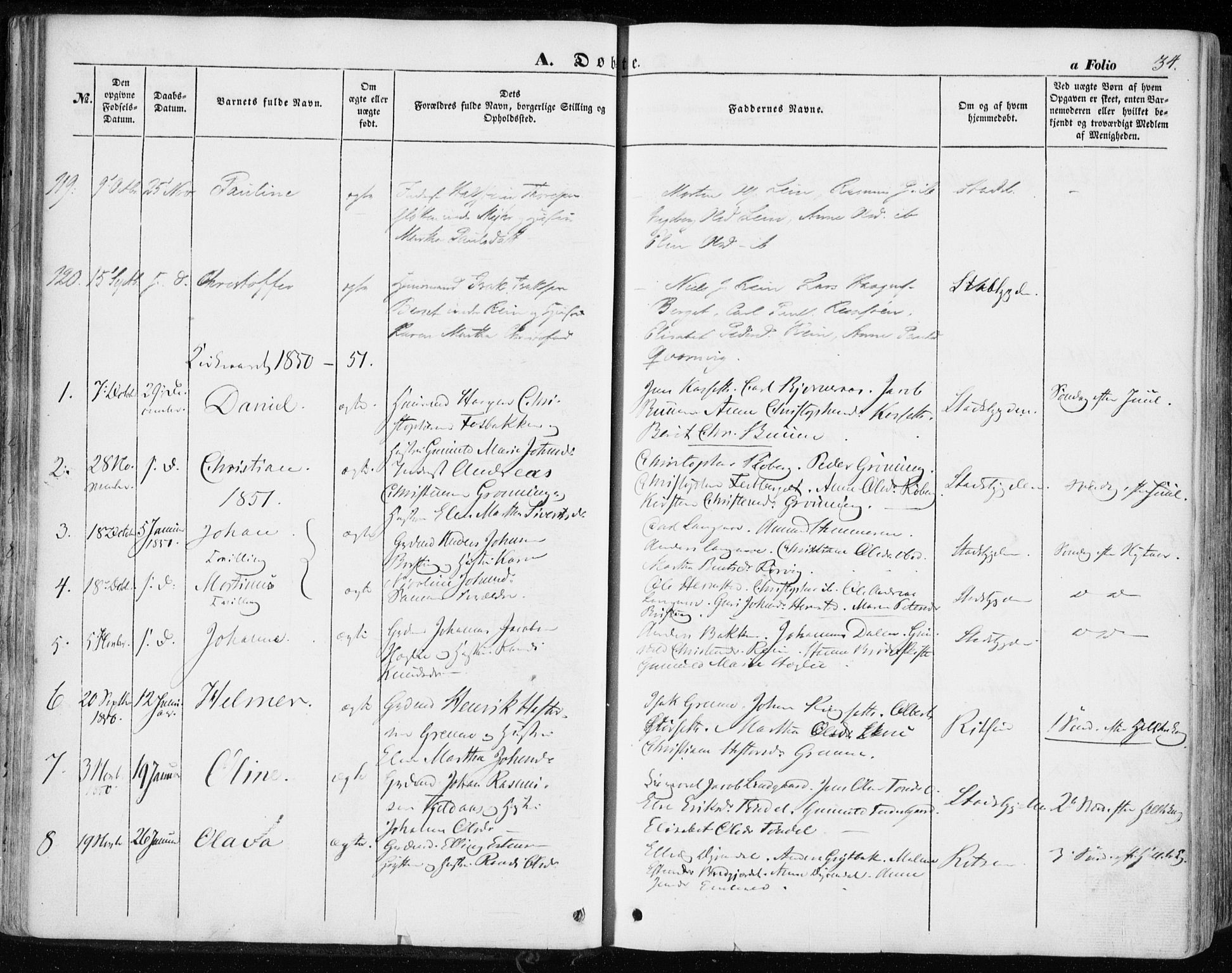 Ministerialprotokoller, klokkerbøker og fødselsregistre - Sør-Trøndelag, SAT/A-1456/646/L0611: Parish register (official) no. 646A09, 1848-1857, p. 34
