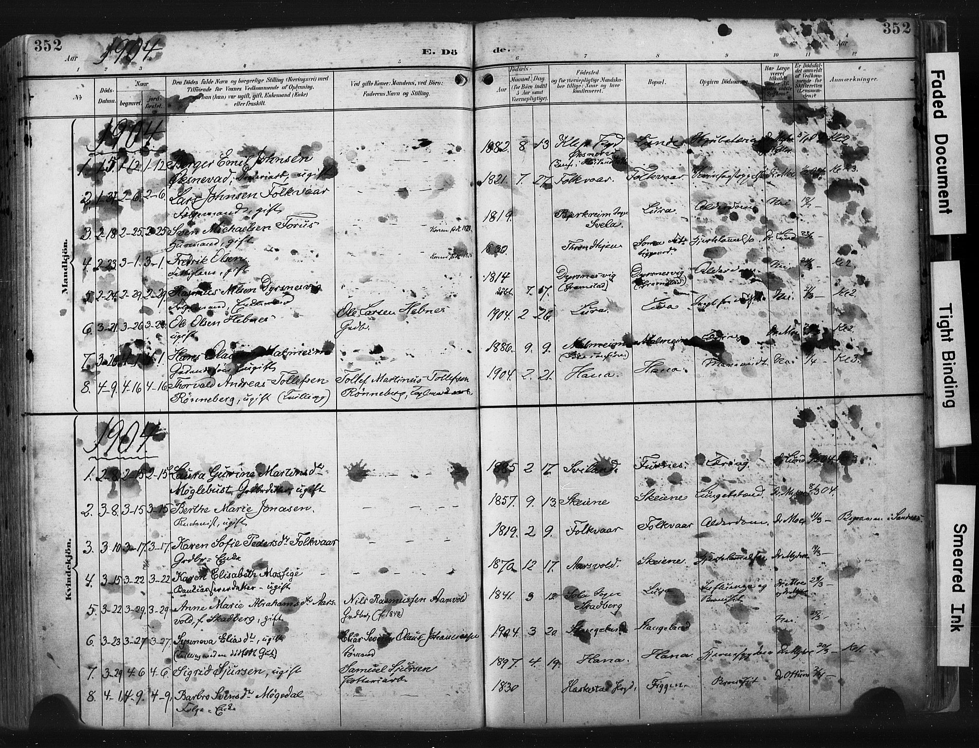 Høyland sokneprestkontor, SAST/A-101799/001/30BA/L0015: Parish register (official) no. A 14, 1899-1911, p. 352