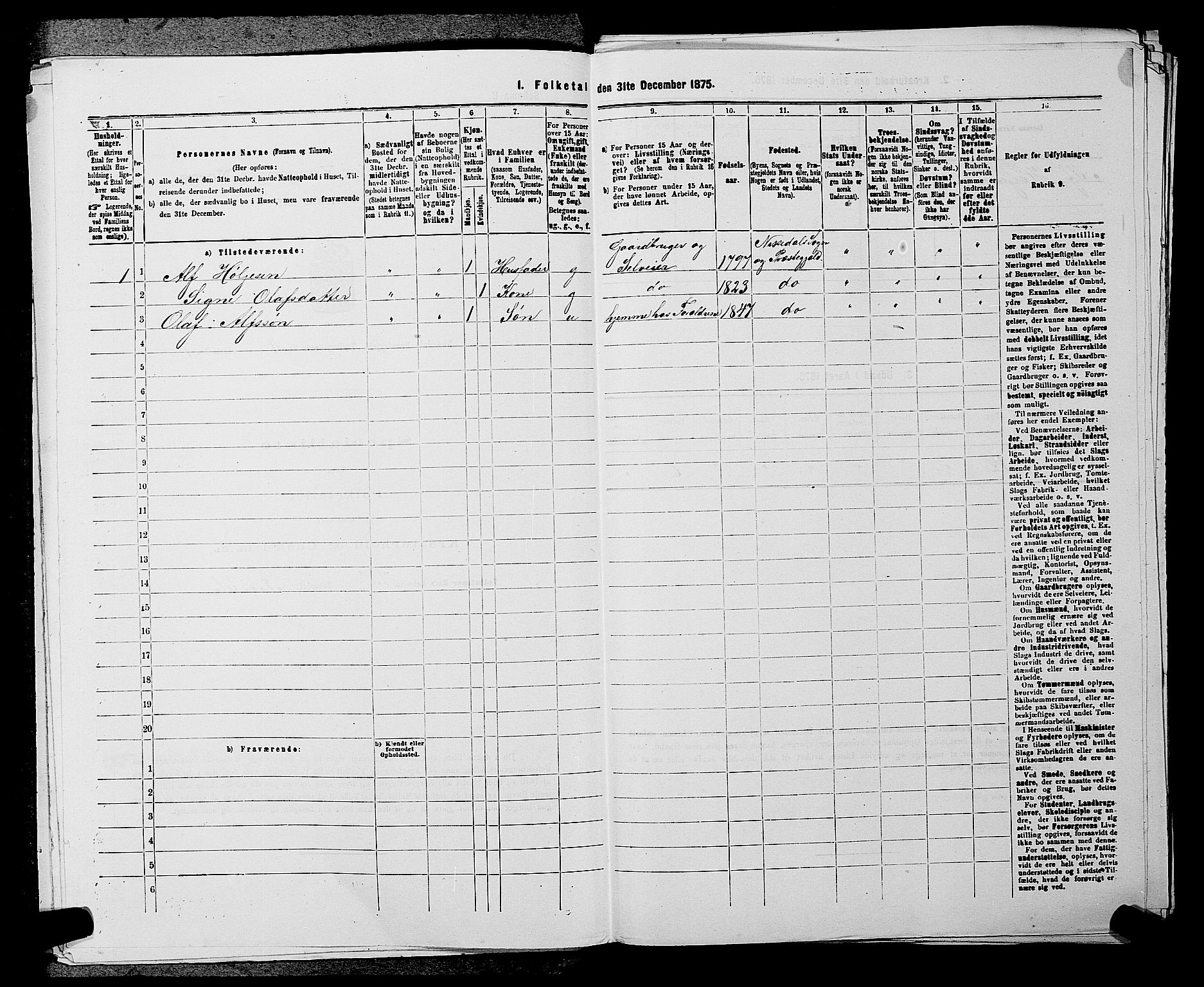 SAKO, 1875 census for 0830P Nissedal, 1875, p. 292