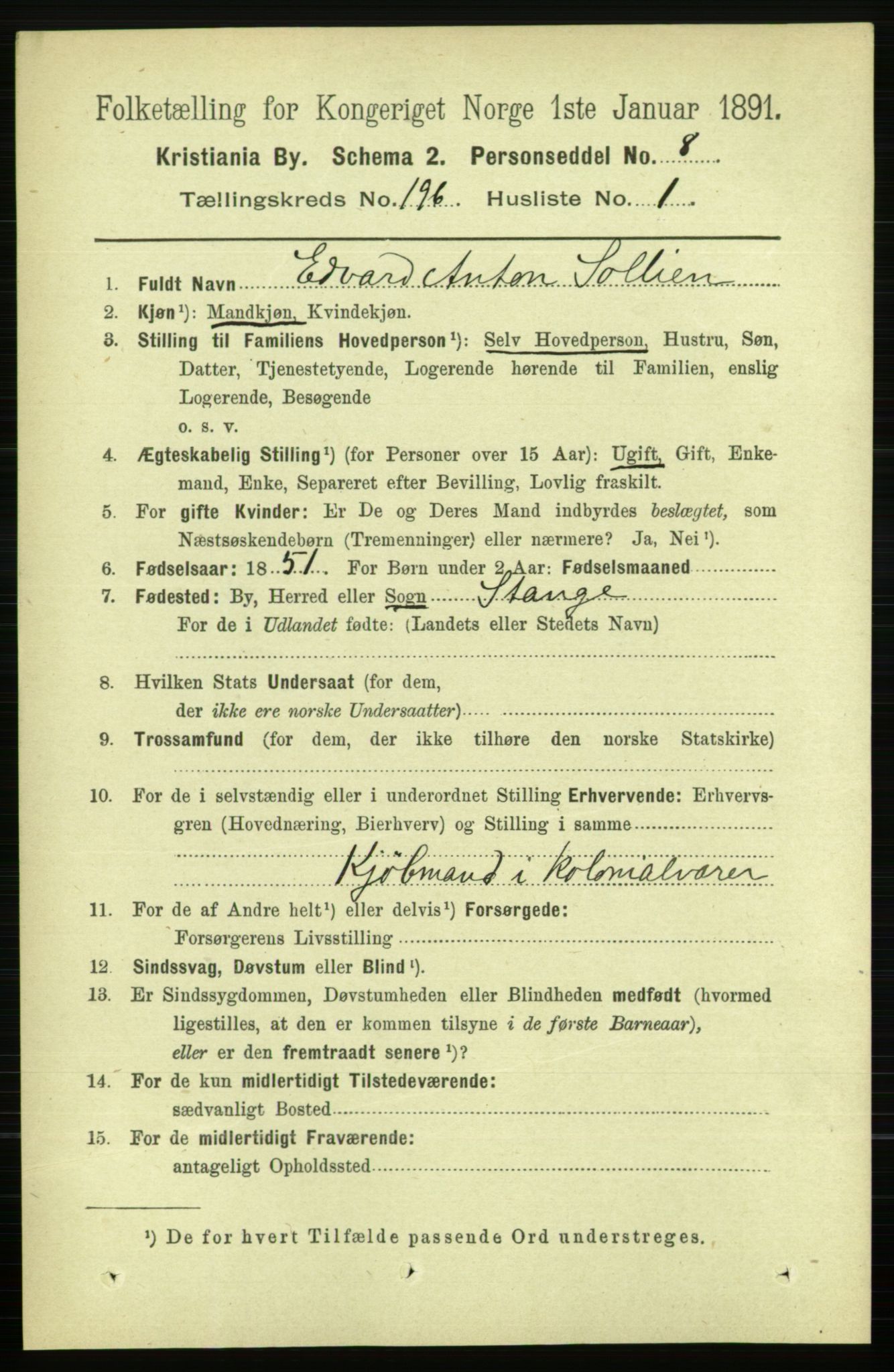 RA, 1891 census for 0301 Kristiania, 1891, p. 118100