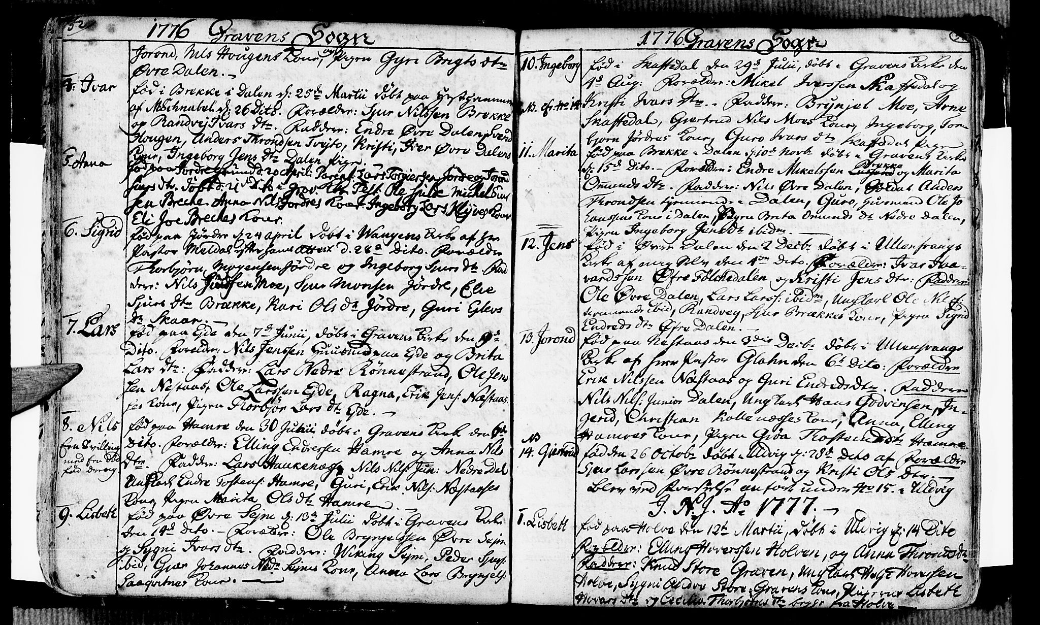 Ulvik sokneprestembete, SAB/A-78801/H/Haa: Parish register (official) no. A 7, 1761-1792, p. 52-53