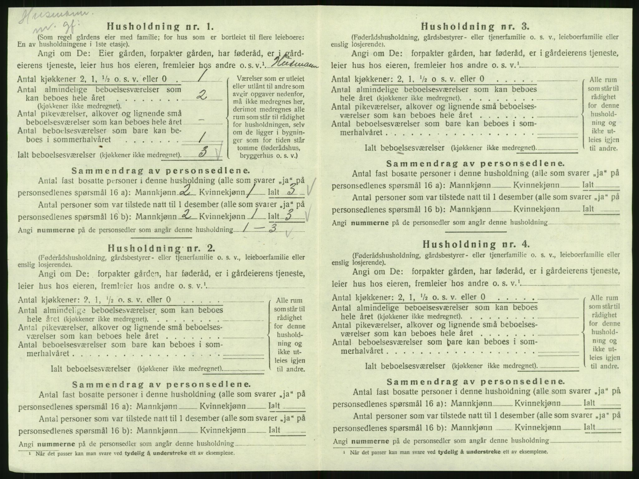 SAT, 1920 census for Sandvollan, 1920, p. 26