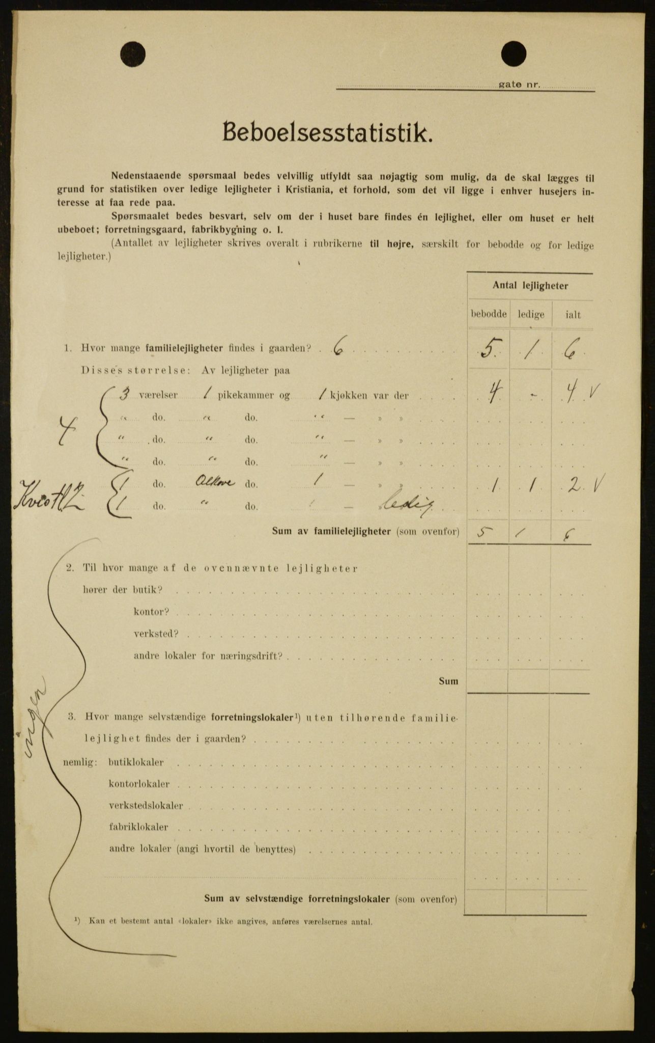 OBA, Municipal Census 1909 for Kristiania, 1909, p. 57011