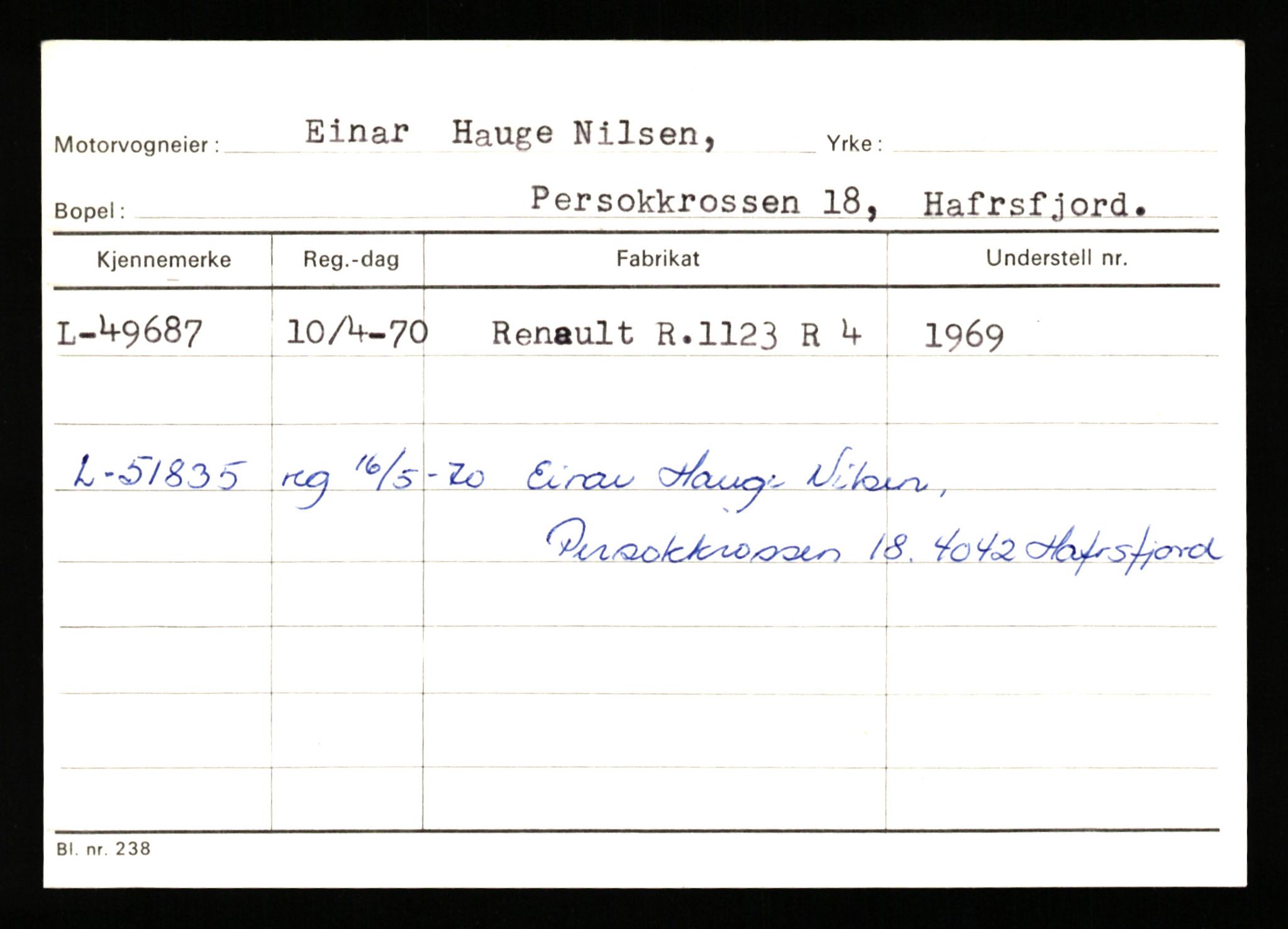 Stavanger trafikkstasjon, SAST/A-101942/0/G/L0007: Registreringsnummer: 49019 - 67460, 1930-1971, p. 105