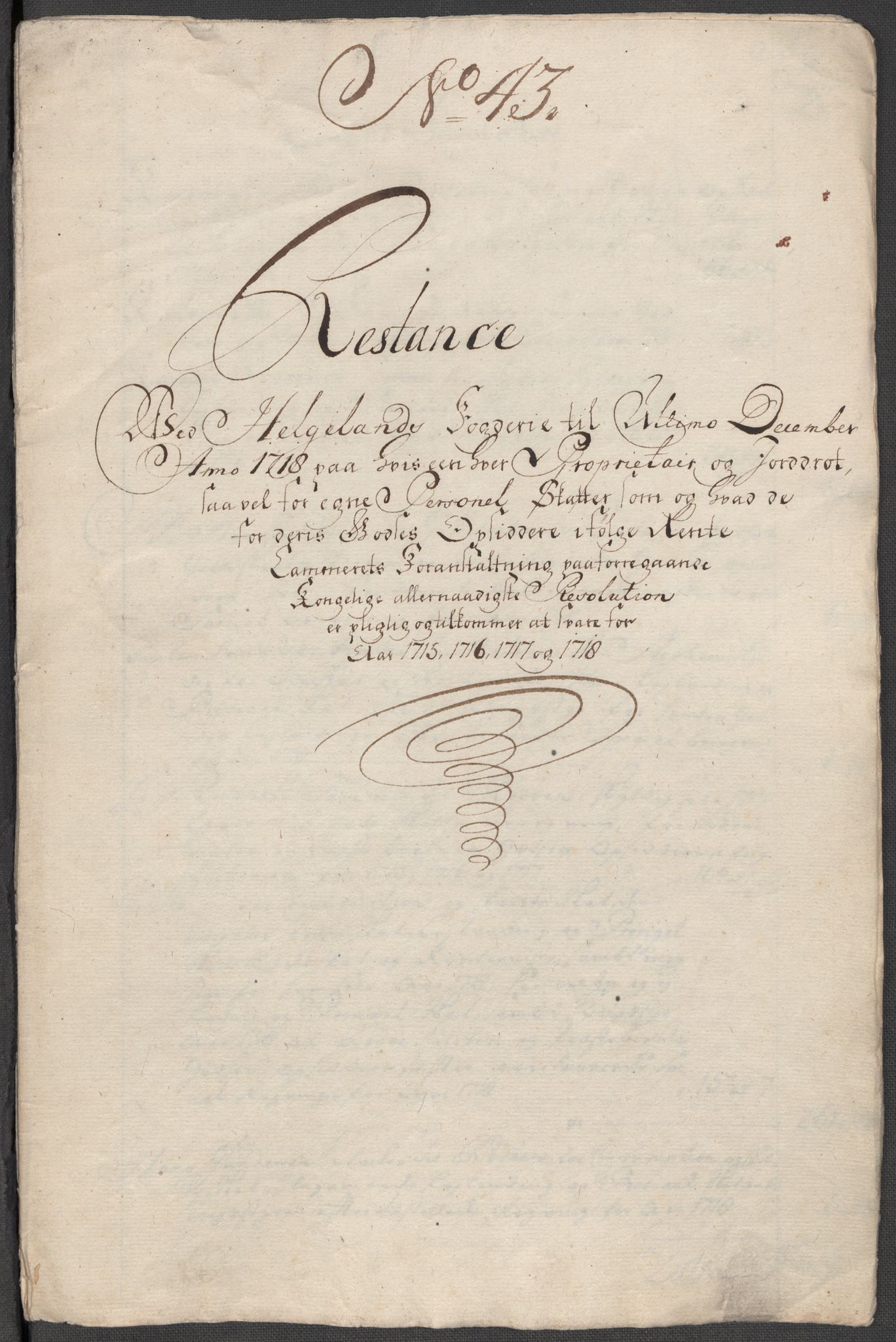 Rentekammeret inntil 1814, Reviderte regnskaper, Fogderegnskap, RA/EA-4092/R65/L4516: Fogderegnskap Helgeland, 1718, p. 277