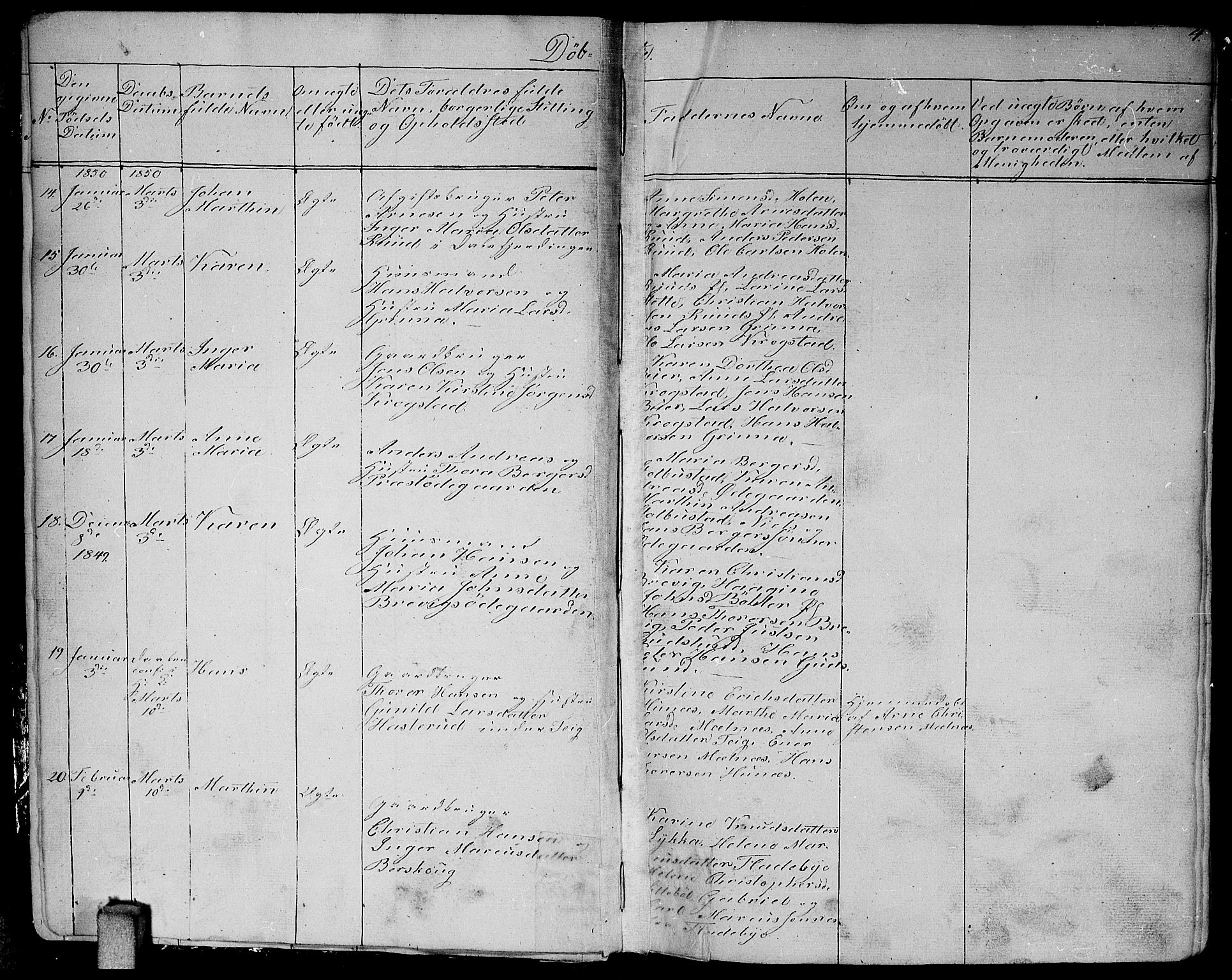 Enebakk prestekontor Kirkebøker, AV/SAO-A-10171c/G/Ga/L0004: Parish register (copy) no. I 4, 1850-1866, p. 4