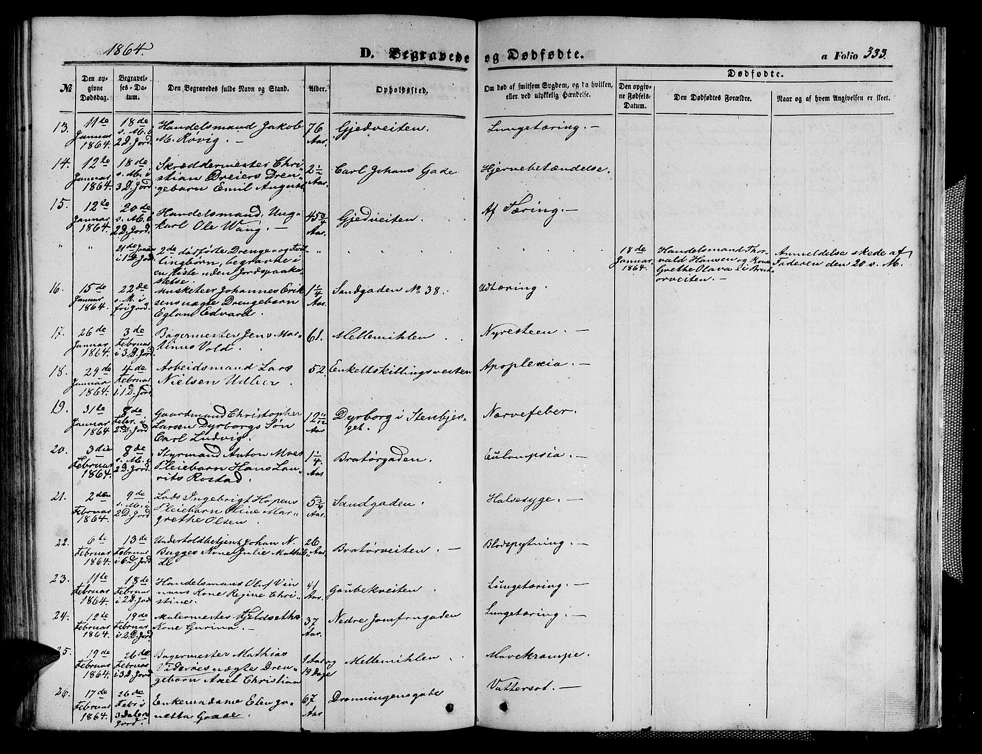 Ministerialprotokoller, klokkerbøker og fødselsregistre - Sør-Trøndelag, SAT/A-1456/602/L0139: Parish register (copy) no. 602C07, 1859-1864, p. 333