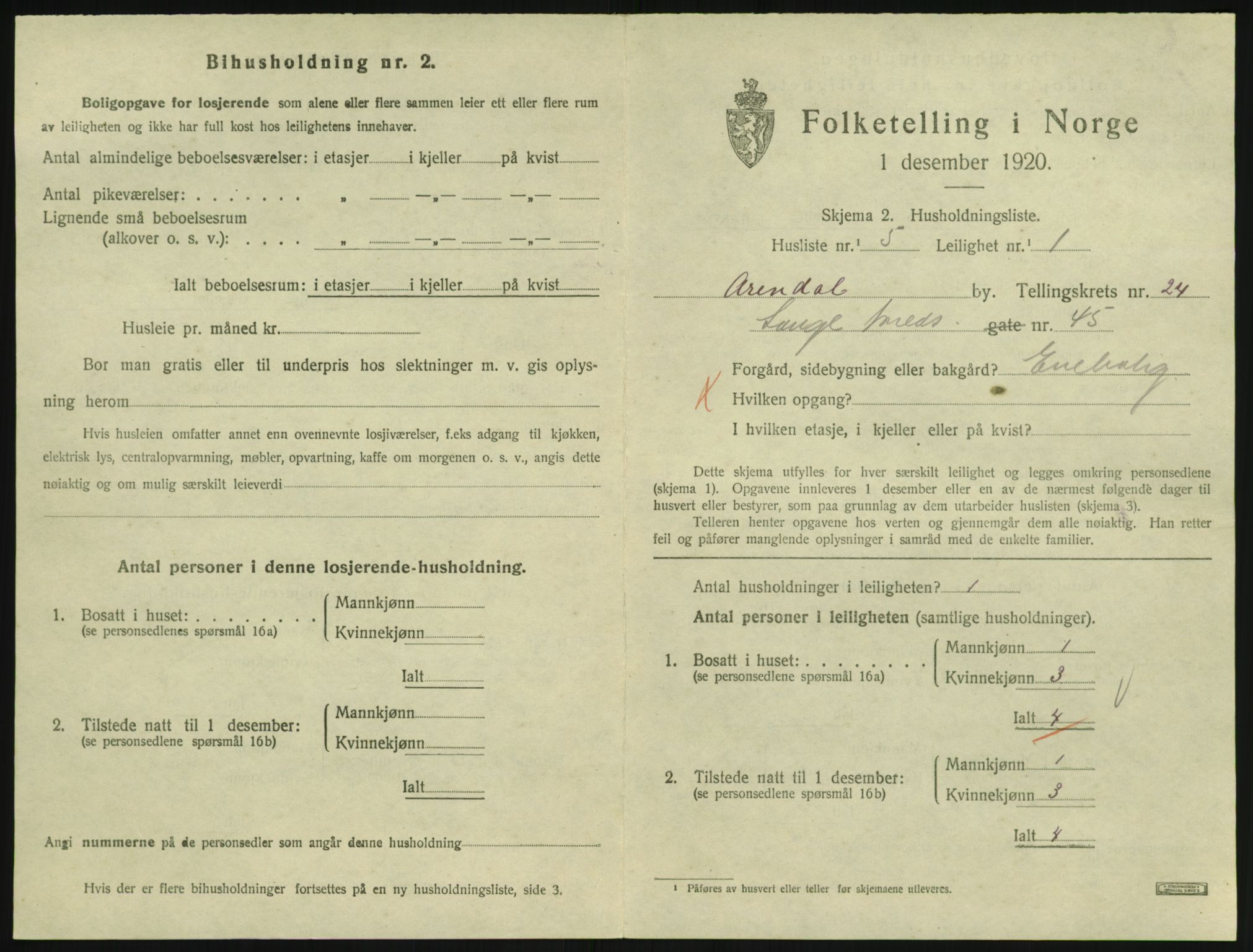 SAK, 1920 census for Arendal, 1920, p. 9048