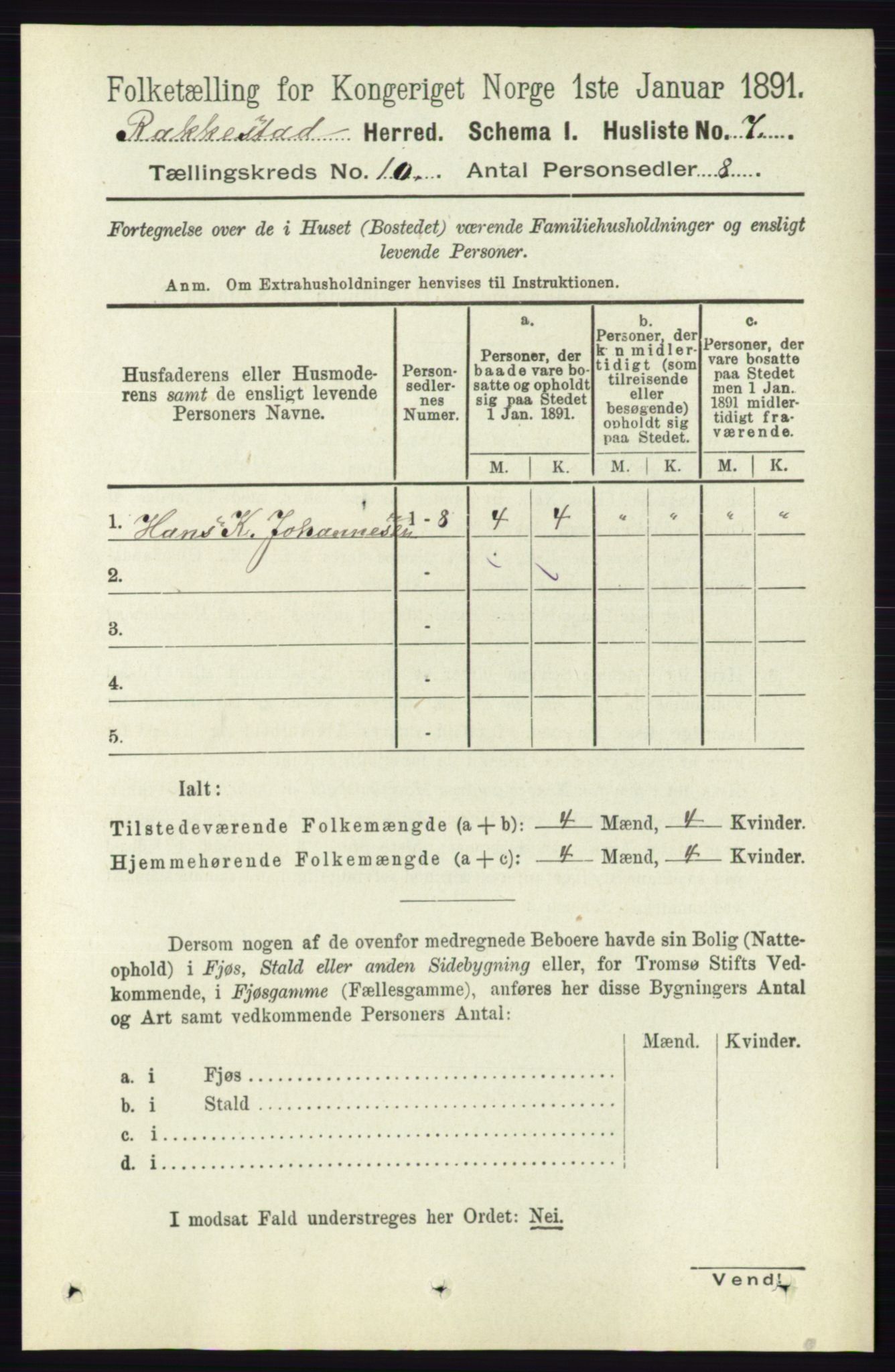 RA, 1891 census for 0128 Rakkestad, 1891, p. 4332