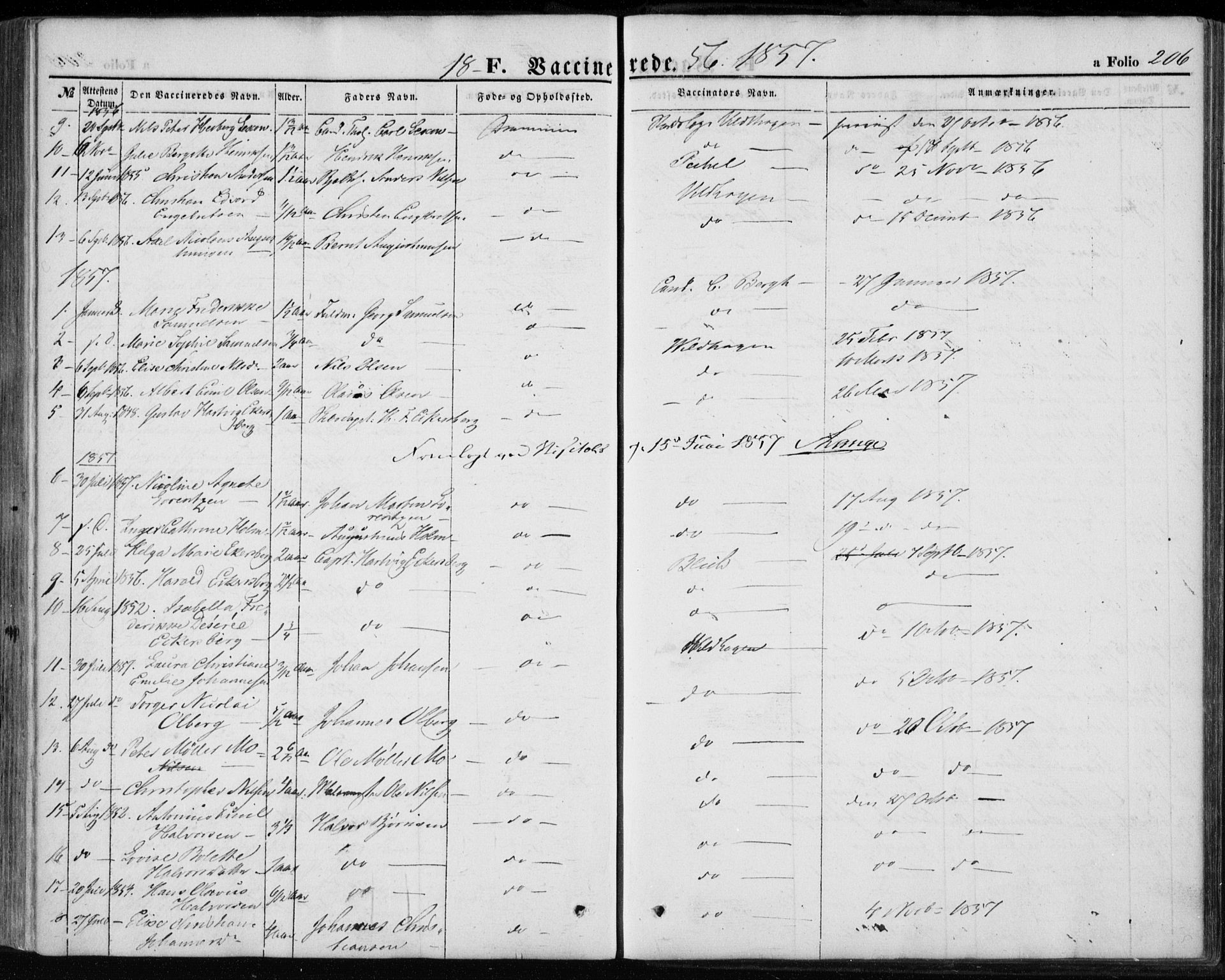 Strømsø kirkebøker, AV/SAKO-A-246/F/Fa/L0017: Parish register (official) no. I 17, 1848-1865, p. 206