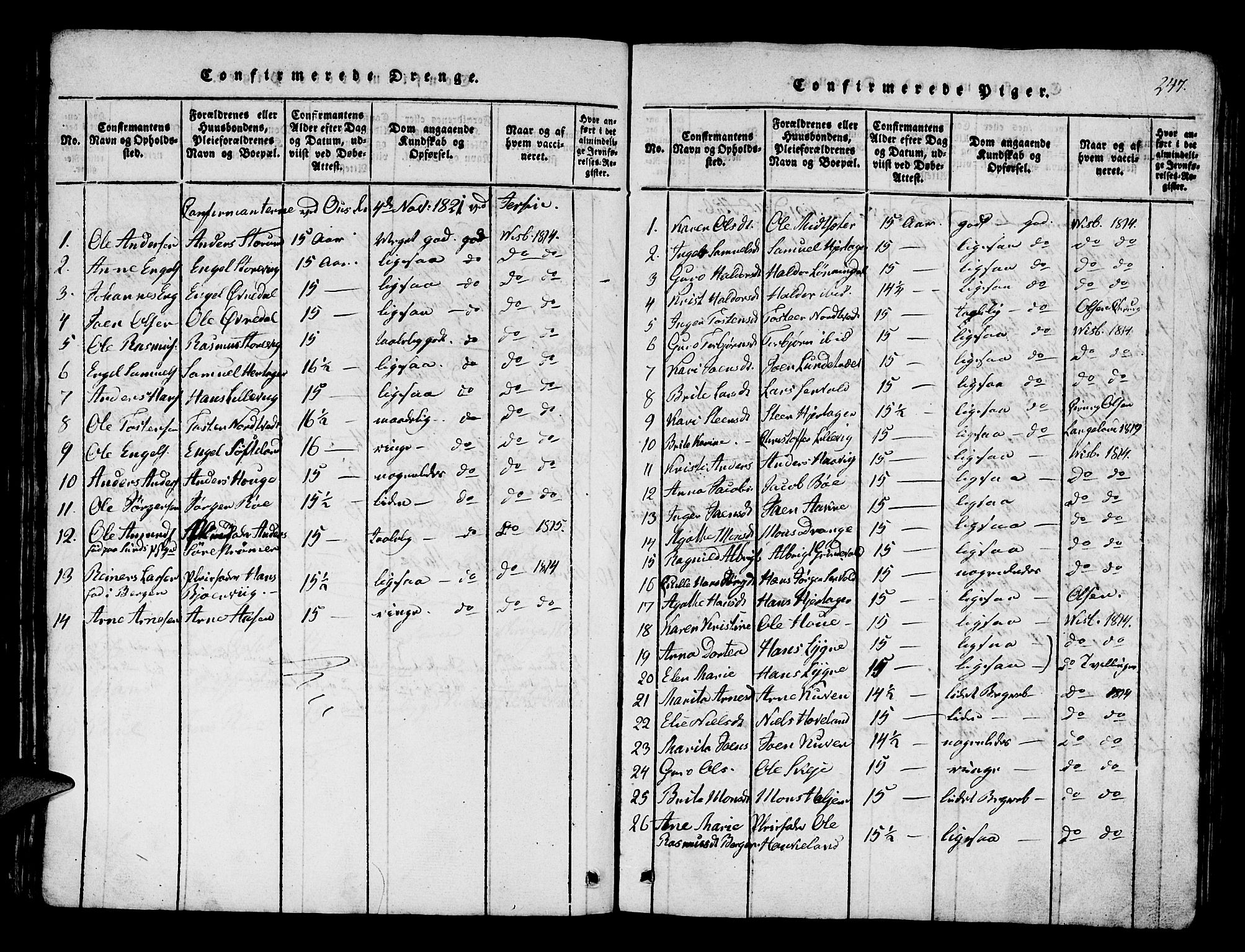 Os sokneprestembete, SAB/A-99929: Parish register (official) no. A 12, 1816-1825, p. 247