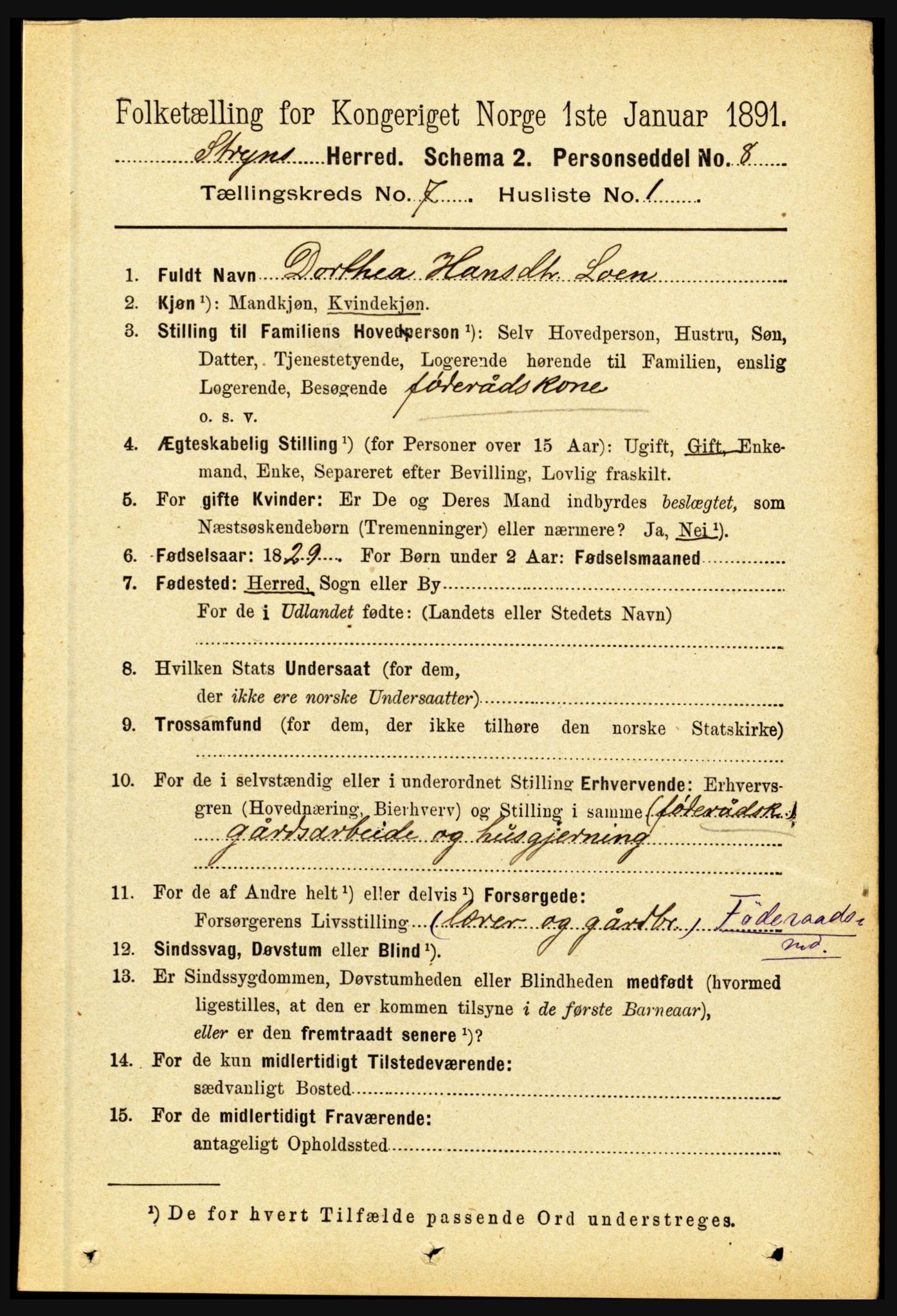 RA, 1891 census for 1448 Stryn, 1891, p. 2836