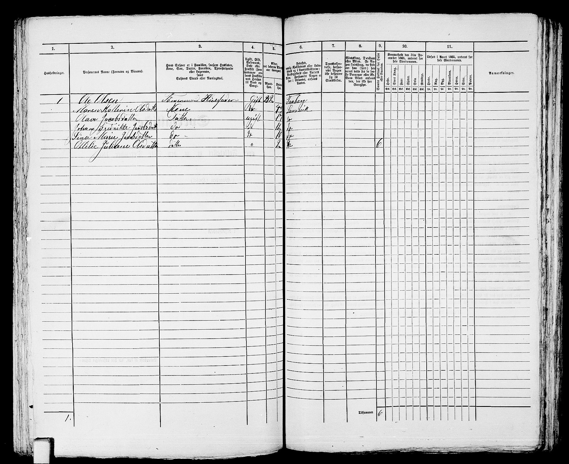 RA, 1865 census for Larvik, 1865, p. 306