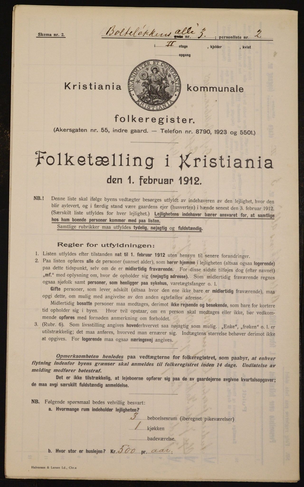 OBA, Municipal Census 1912 for Kristiania, 1912, p. 7485