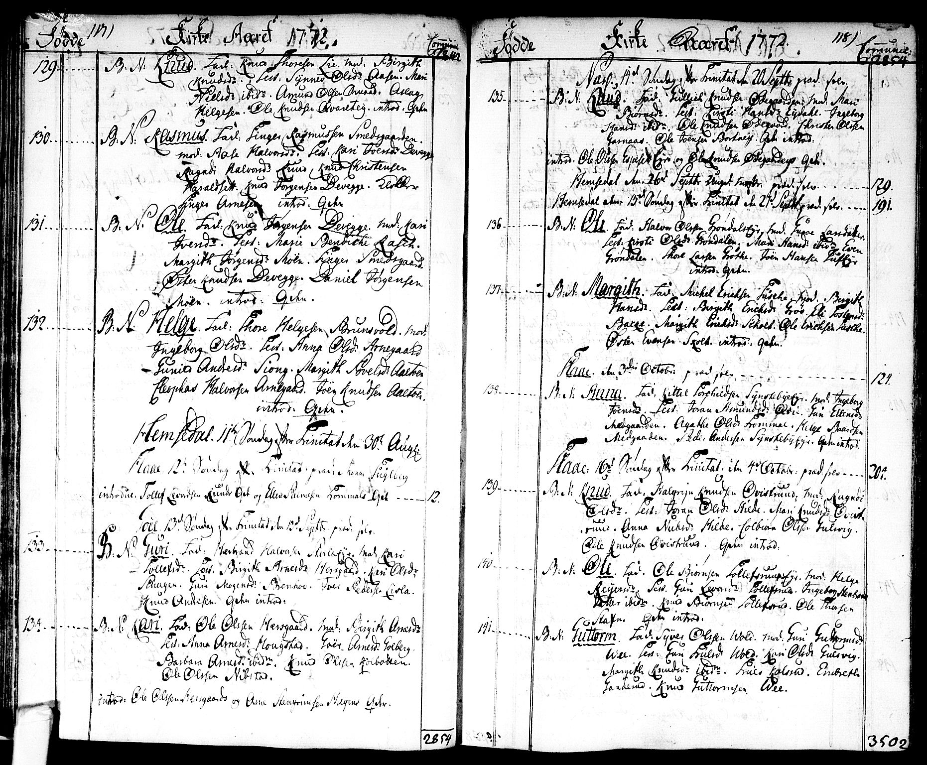 Nes kirkebøker, SAKO/A-236/F/Fa/L0004: Parish register (official) no. 4, 1764-1786, p. 117-118