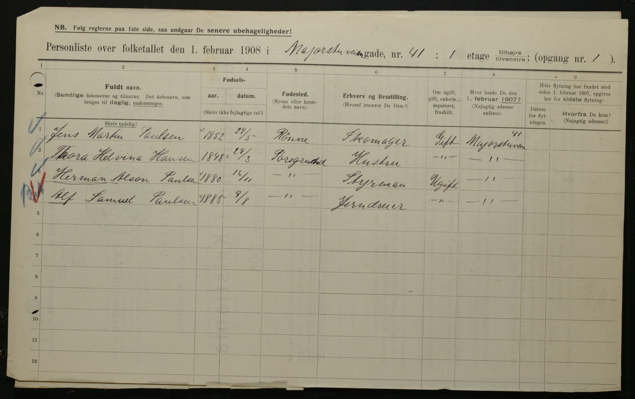 OBA, Municipal Census 1908 for Kristiania, 1908, p. 53751