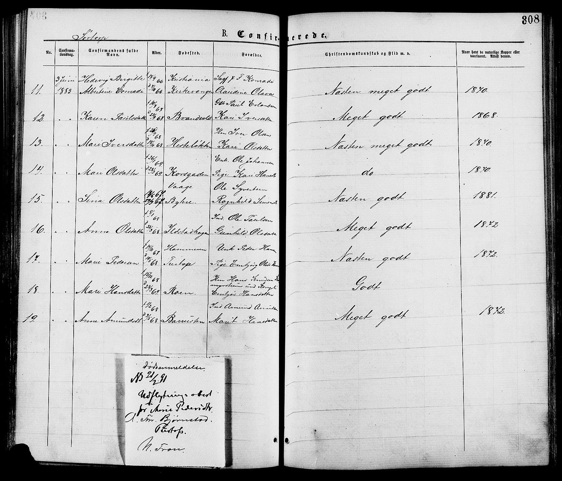 Nord-Fron prestekontor, AV/SAH-PREST-080/H/Ha/Haa/L0002: Parish register (official) no. 2, 1865-1883, p. 308