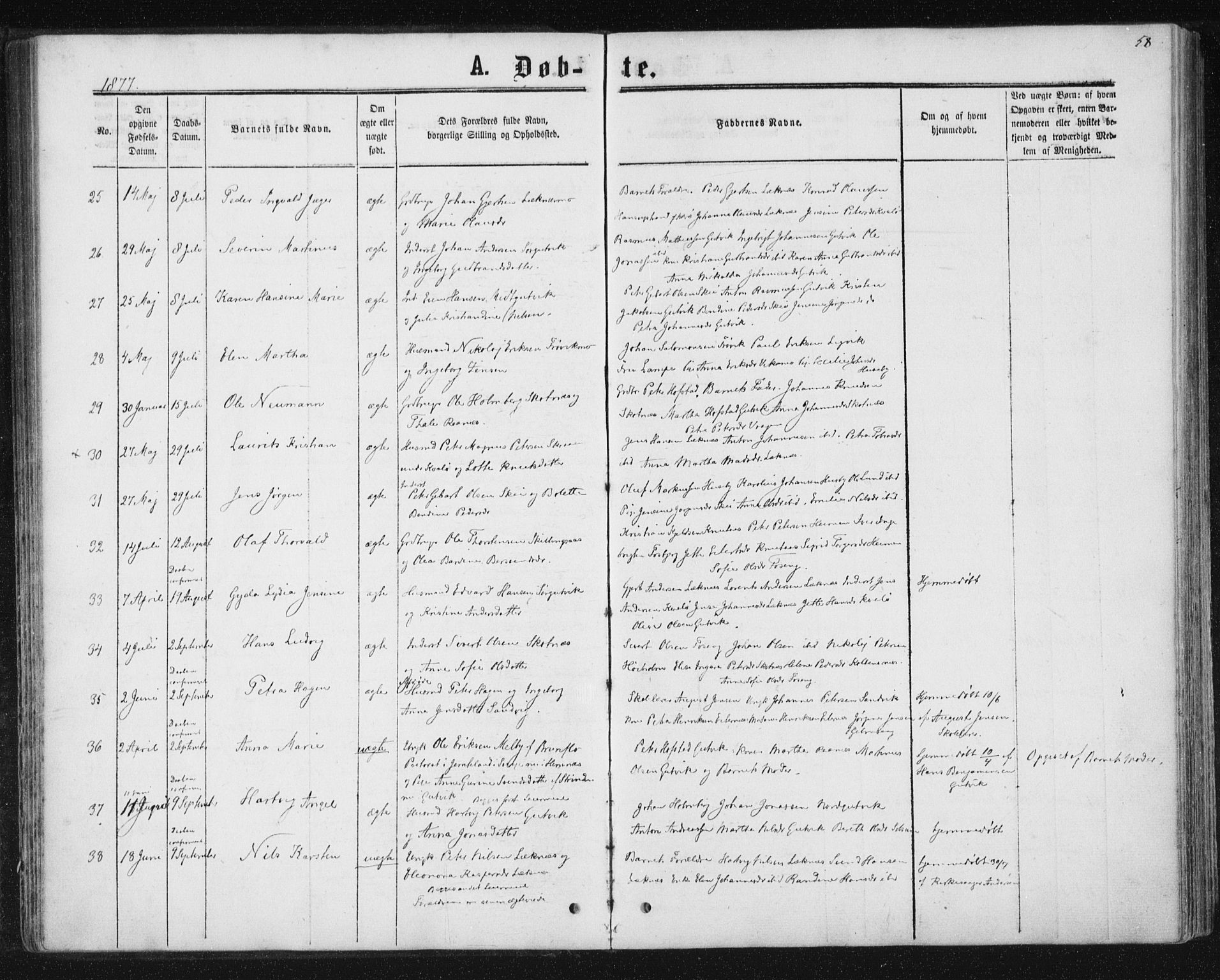 Ministerialprotokoller, klokkerbøker og fødselsregistre - Nord-Trøndelag, AV/SAT-A-1458/788/L0696: Parish register (official) no. 788A03, 1863-1877, p. 58