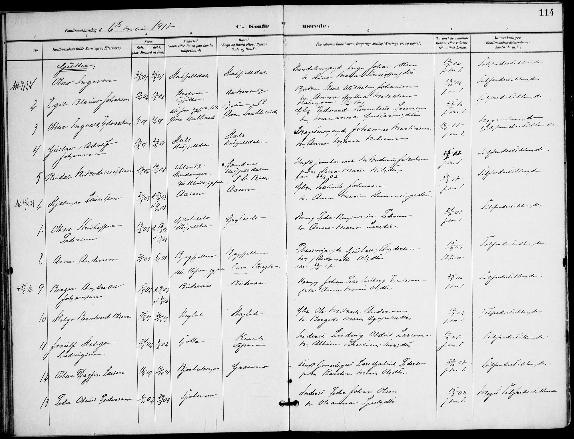 Ministerialprotokoller, klokkerbøker og fødselsregistre - Nordland, AV/SAT-A-1459/823/L0326: Parish register (official) no. 823A03, 1899-1919, p. 114