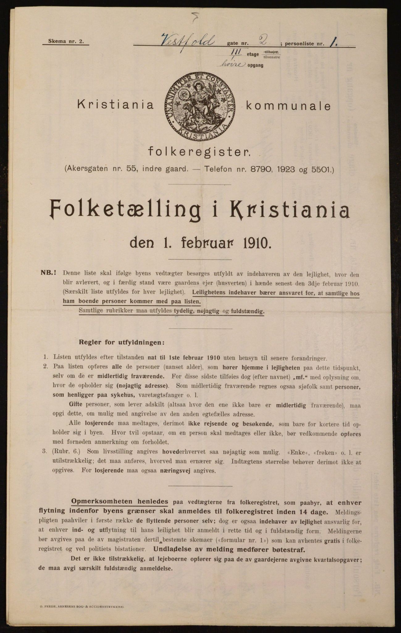 OBA, Municipal Census 1910 for Kristiania, 1910, p. 116055