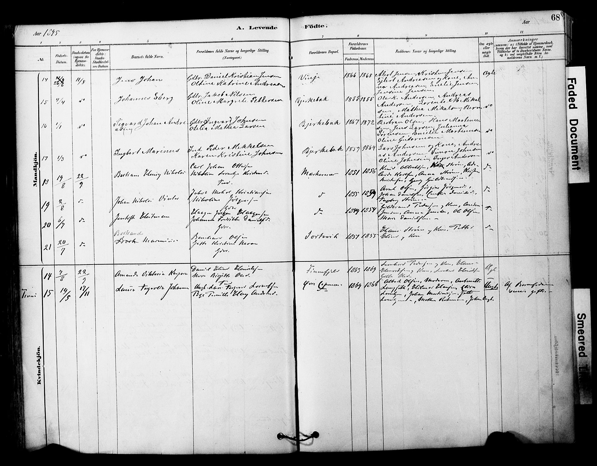 Tranøy sokneprestkontor, SATØ/S-1313/I/Ia/Iaa/L0011kirke: Parish register (official) no. 11, 1878-1904, p. 68