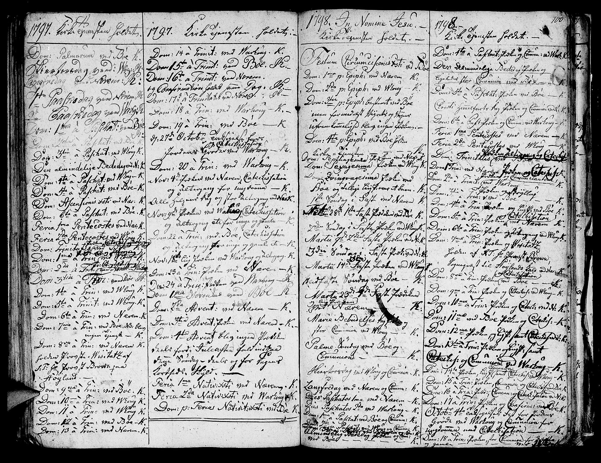 Hå sokneprestkontor, AV/SAST-A-101801/001/30BA/L0001: Parish register (official) no. A 1, 1787-1812, p. 100