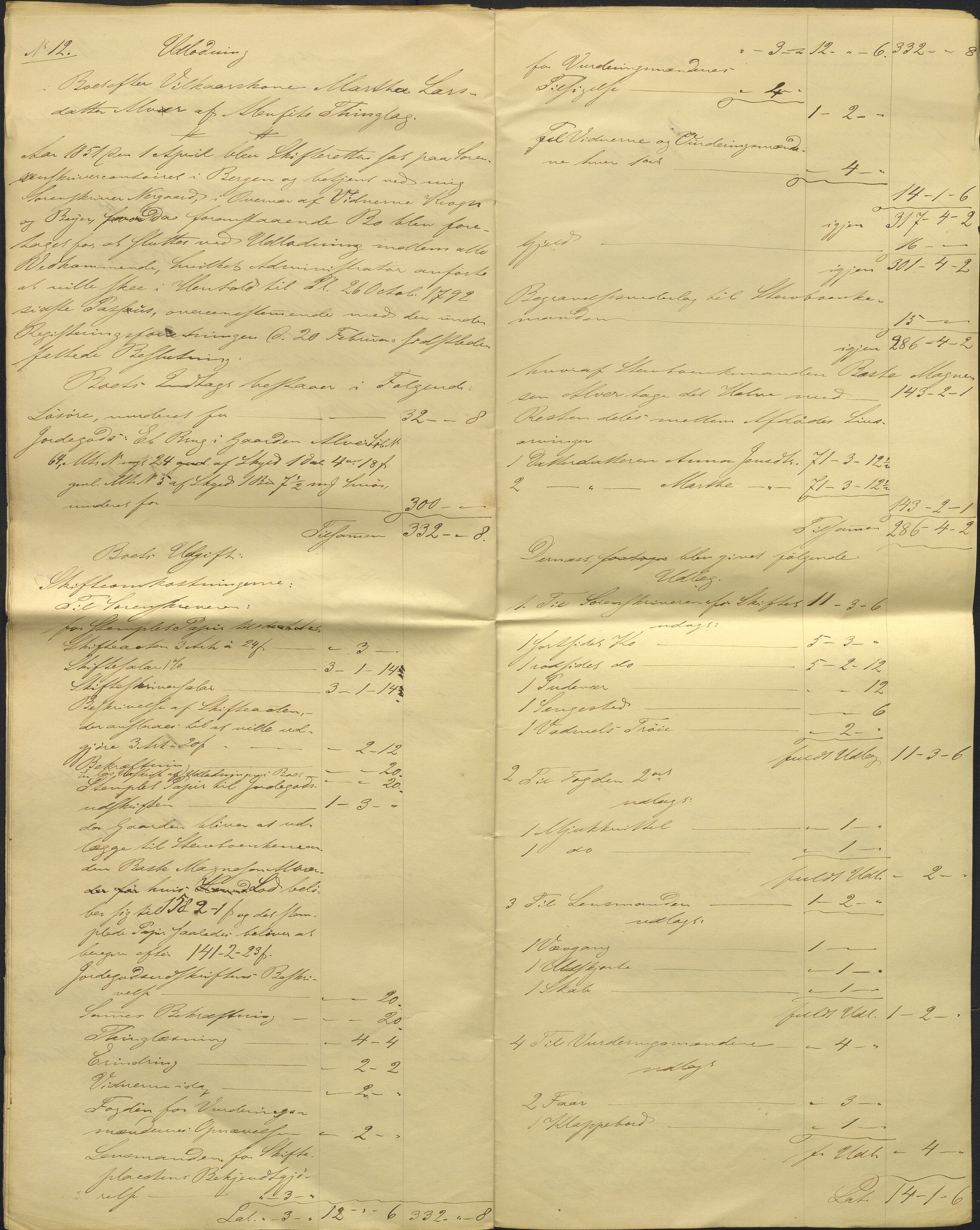 Nordhordland sorenskrivar, AV/SAB-A-2901/1/H/Hd/Hdb/L0001: Konsept til utlodningar, 1850-1852, p. 304