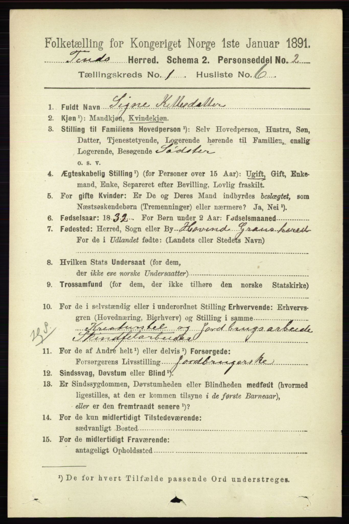 RA, 1891 census for 0826 Tinn, 1891, p. 80