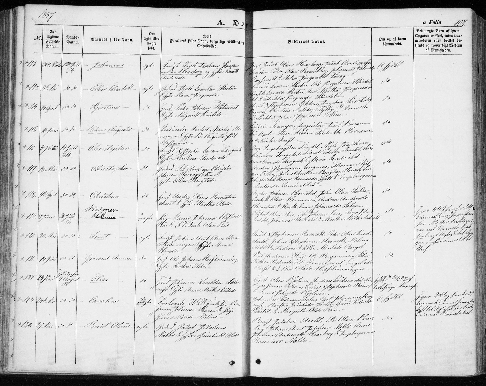 Ministerialprotokoller, klokkerbøker og fødselsregistre - Sør-Trøndelag, SAT/A-1456/646/L0611: Parish register (official) no. 646A09, 1848-1857, p. 107